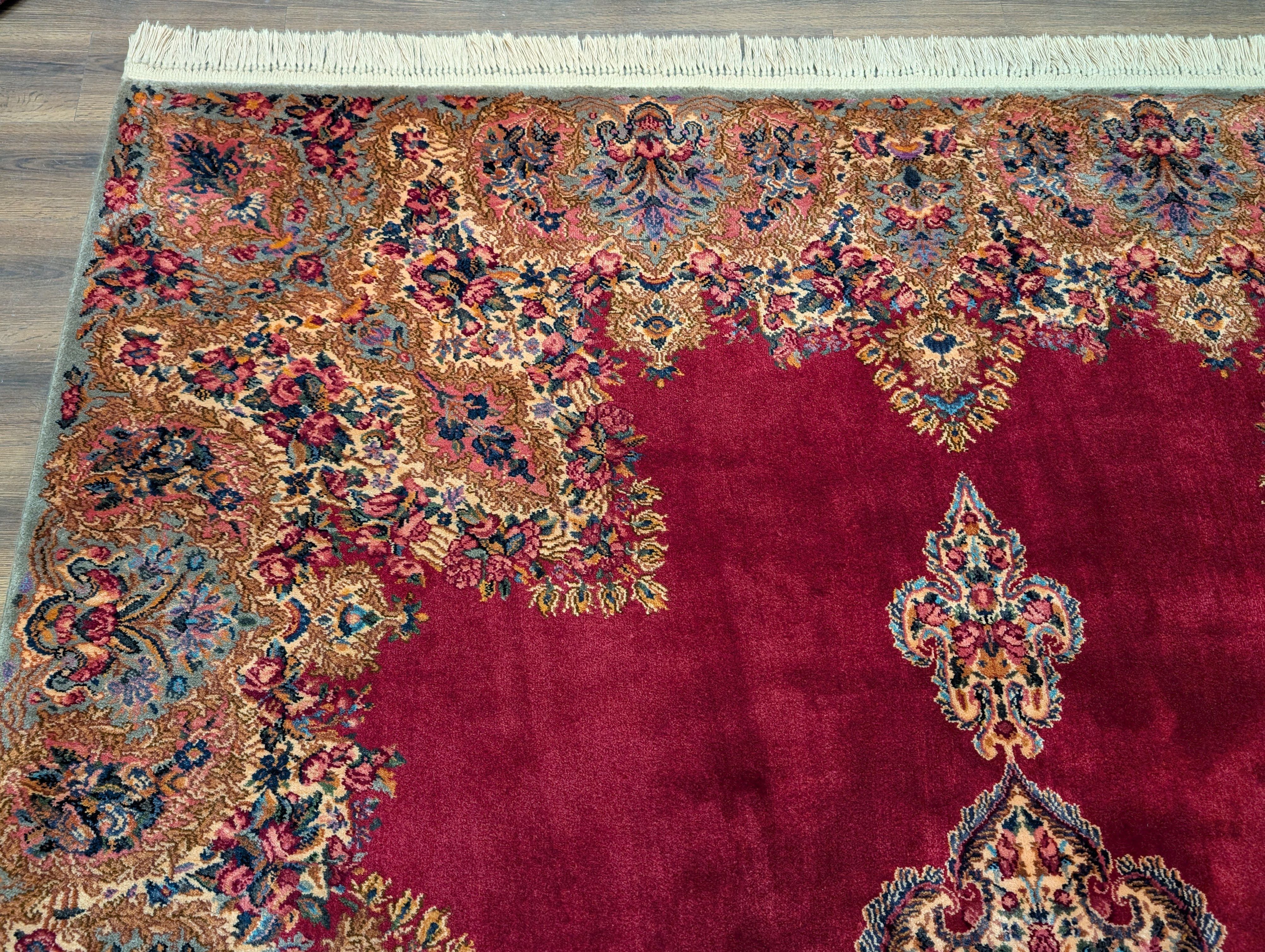 Karastan Rug 8.8 x 12, Kirman Red Medallion #762, Wool Vintage Karastan - Jewel Rugs