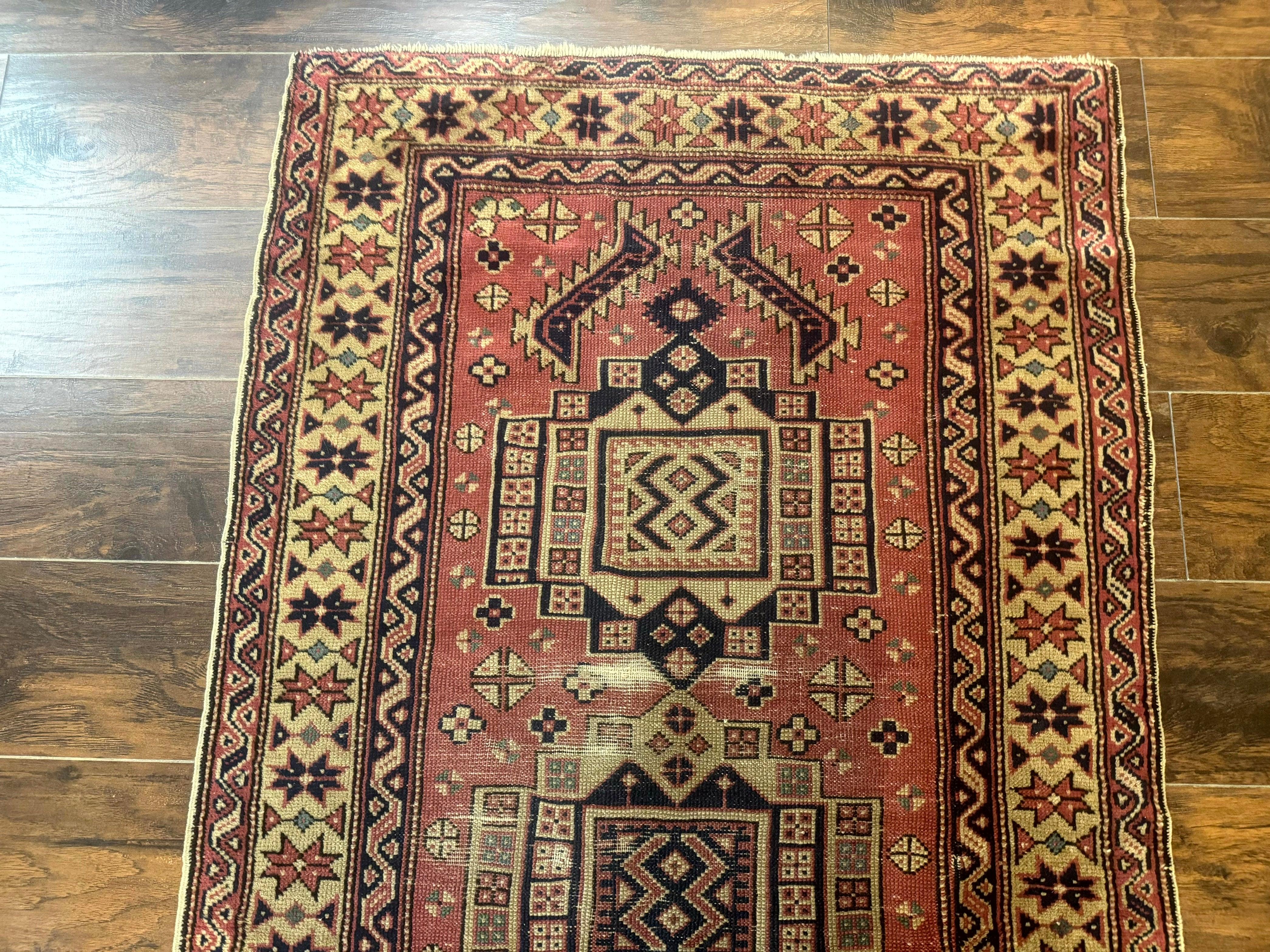 Antique Turkish Sparta Rug 3x6, Geometric Caucasian Kazak Pattern, Handmade - Jewel Rugs