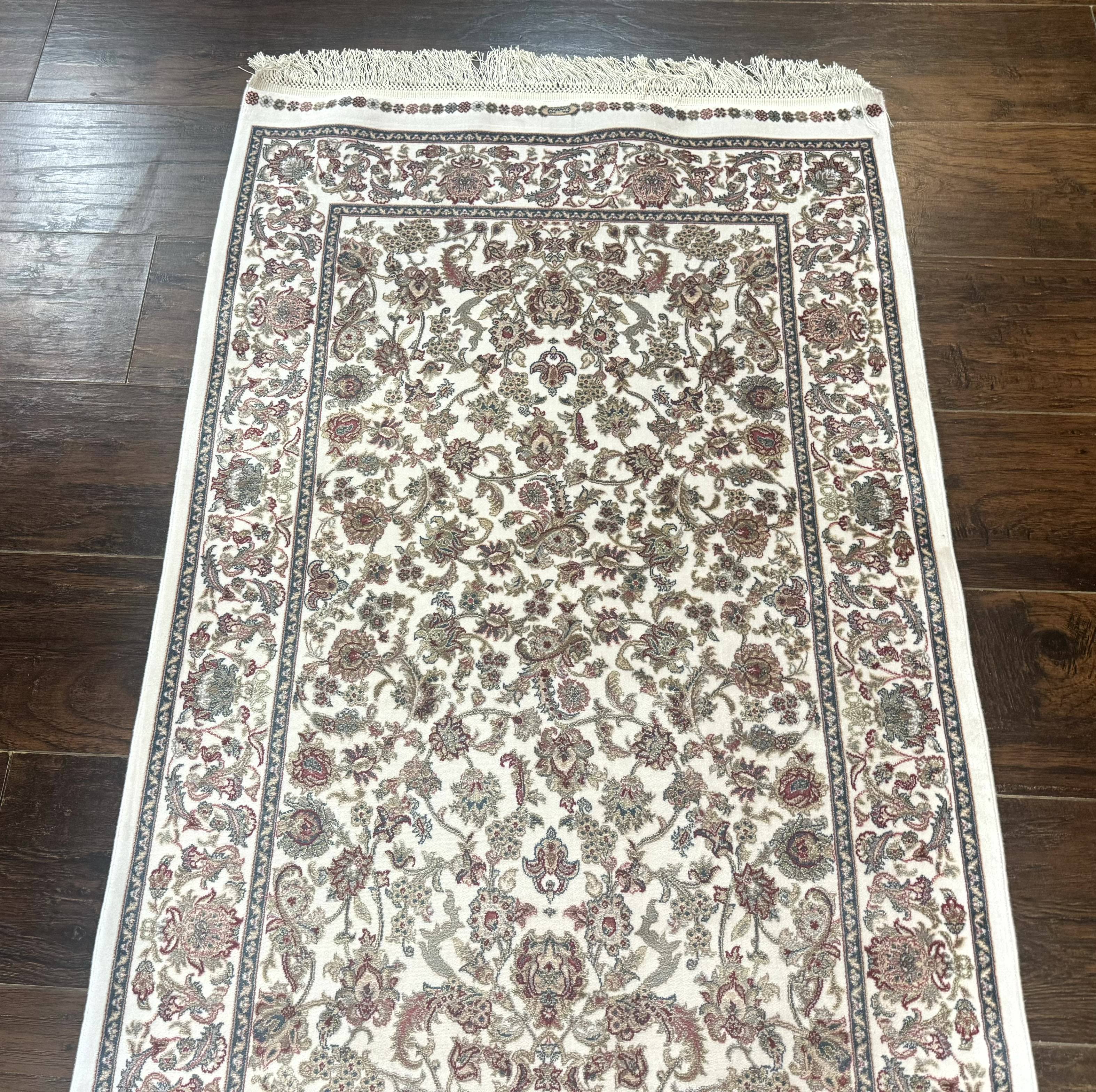 Small Turkish Silk Rug 2.6 x 4, Ivory, Allover Design, Bamboo Silk - Jewel Rugs
