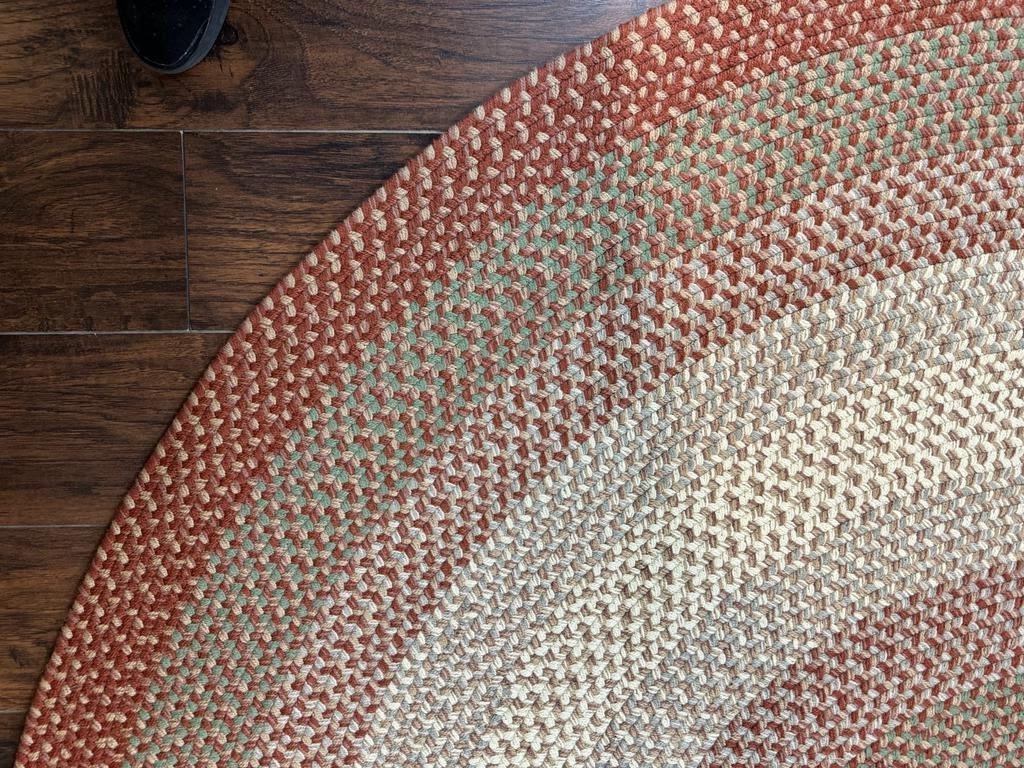 Large Round American Braided Rug 8x8 ft, Wool Vintage Handbraided Carpet, Multicolor - Jewel Rugs