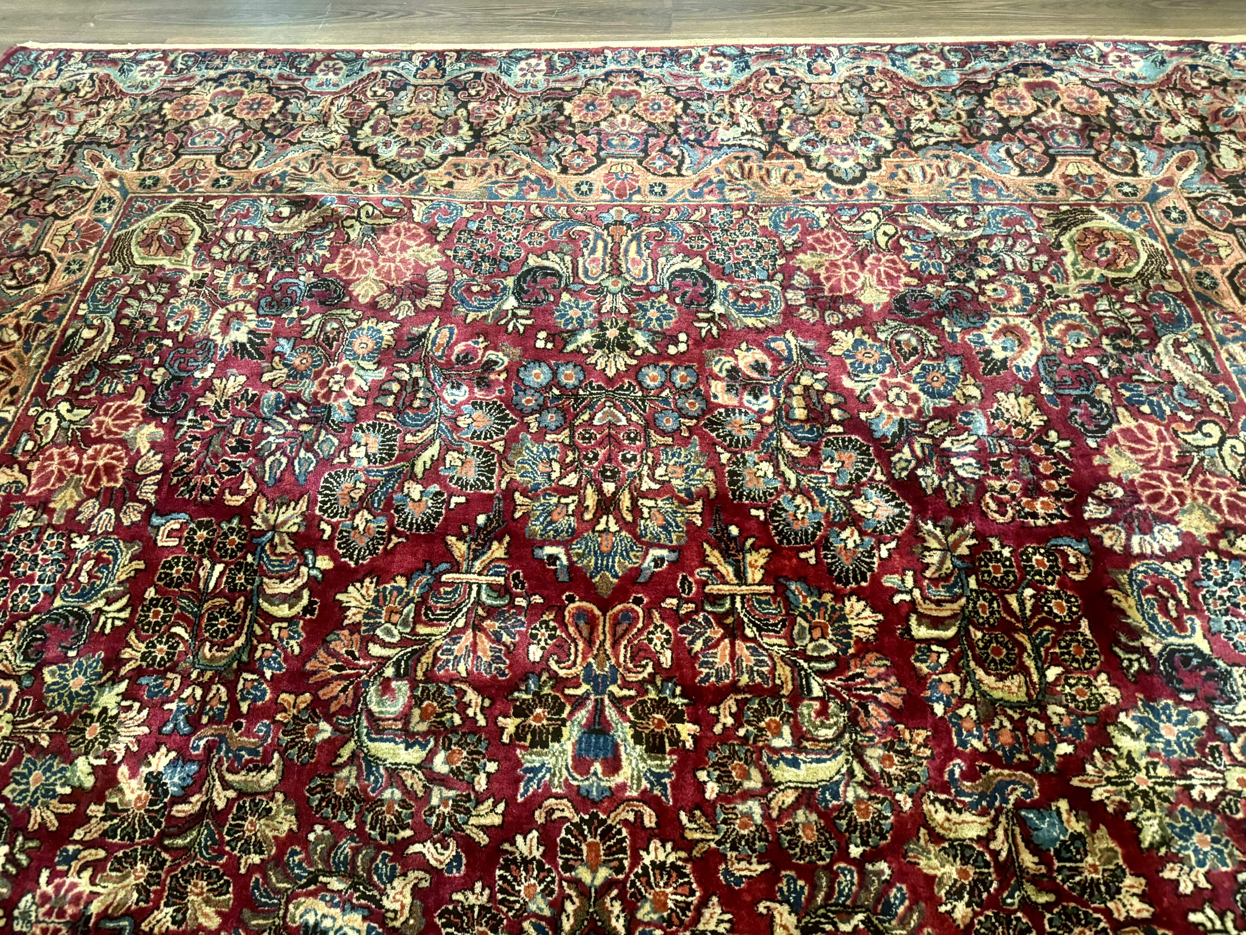 Antique Persian Sarouk Rug 9x12, Red, Floral Allover - Jewel Rugs