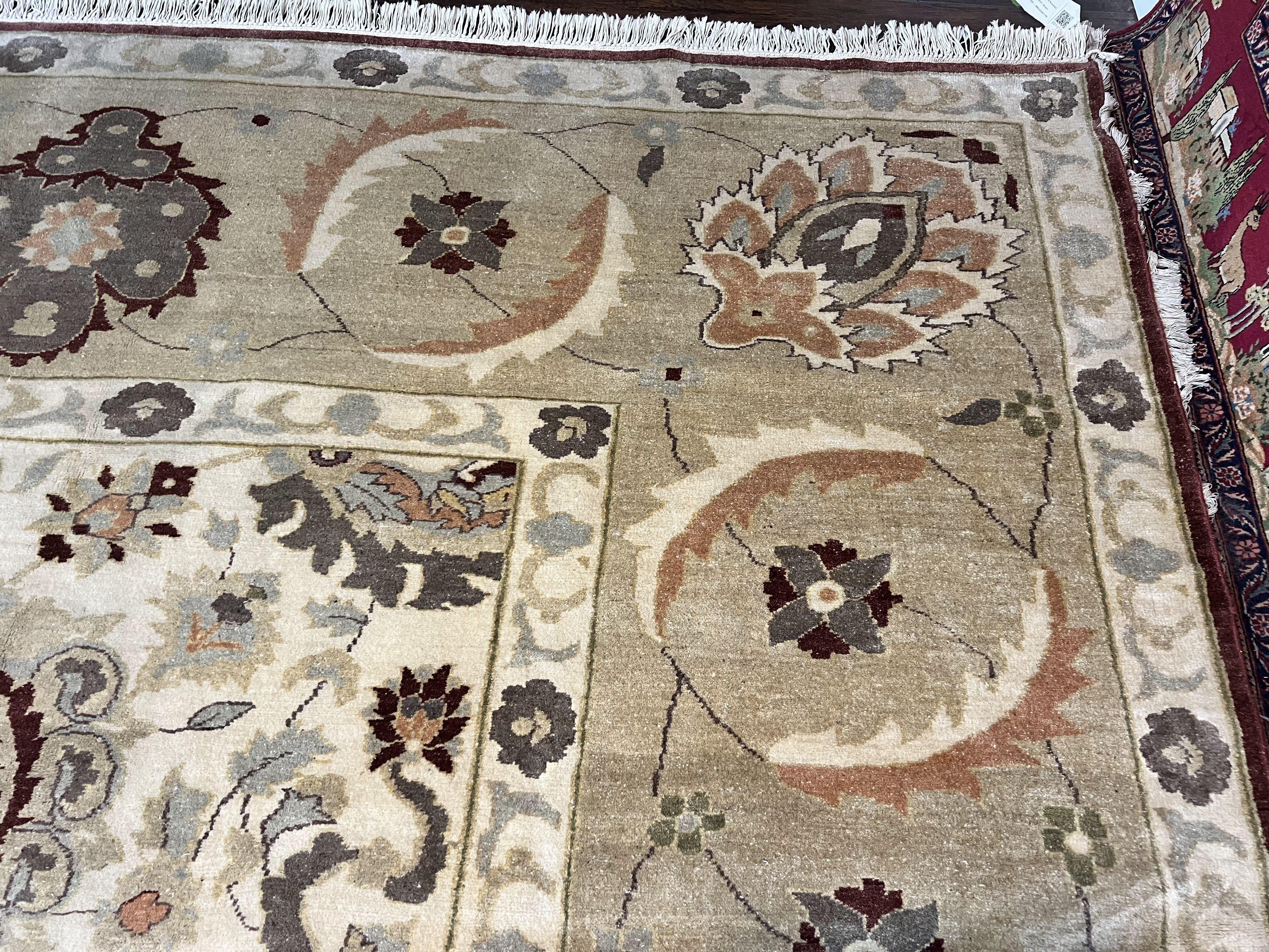 Large Egyptian Mahal Rug 16x16, Square Handmade Wool Rug, Rare Size 16 x 16 ft, Sultanabad Rug, Wool Handmade Vintage Carpet, Beige - Jewel Rugs