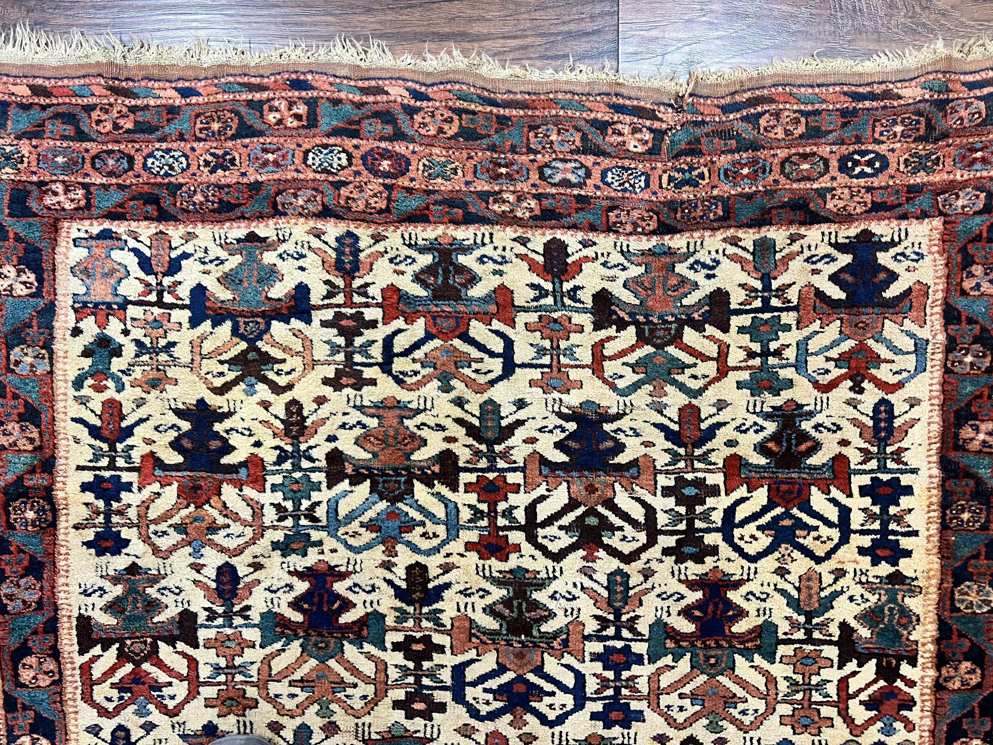 Persian Afshar Rug 5x6, Allover Repeated Motif, Wool Tribal Carpet, Handmade Semi Antique Rug - Jewel Rugs