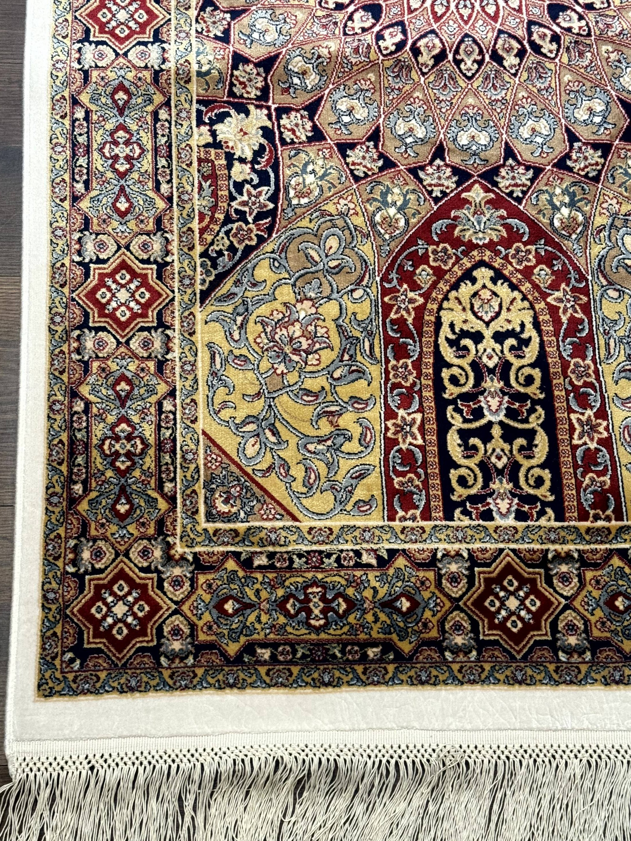 Turkish Silk Runner Rug 2.6 x 10, Dome Design, Hereke Runner, Bamboo Silk, New - Jewel Rugs