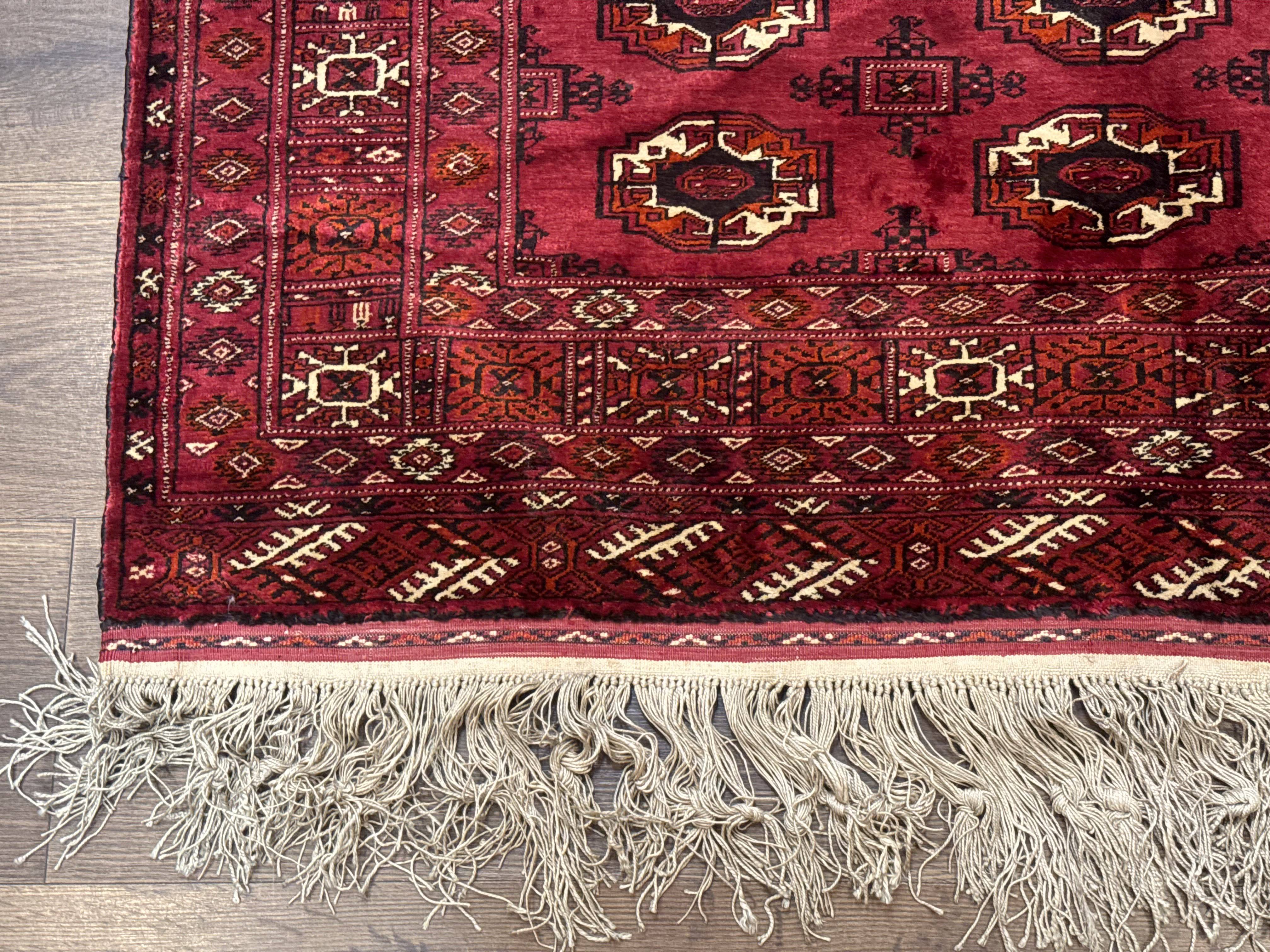 Antique Persian Silk Turkoman Rug 4x5, Silk Pile on Silk Foundation, Red, Rare Tribal Rug - Jewel Rugs