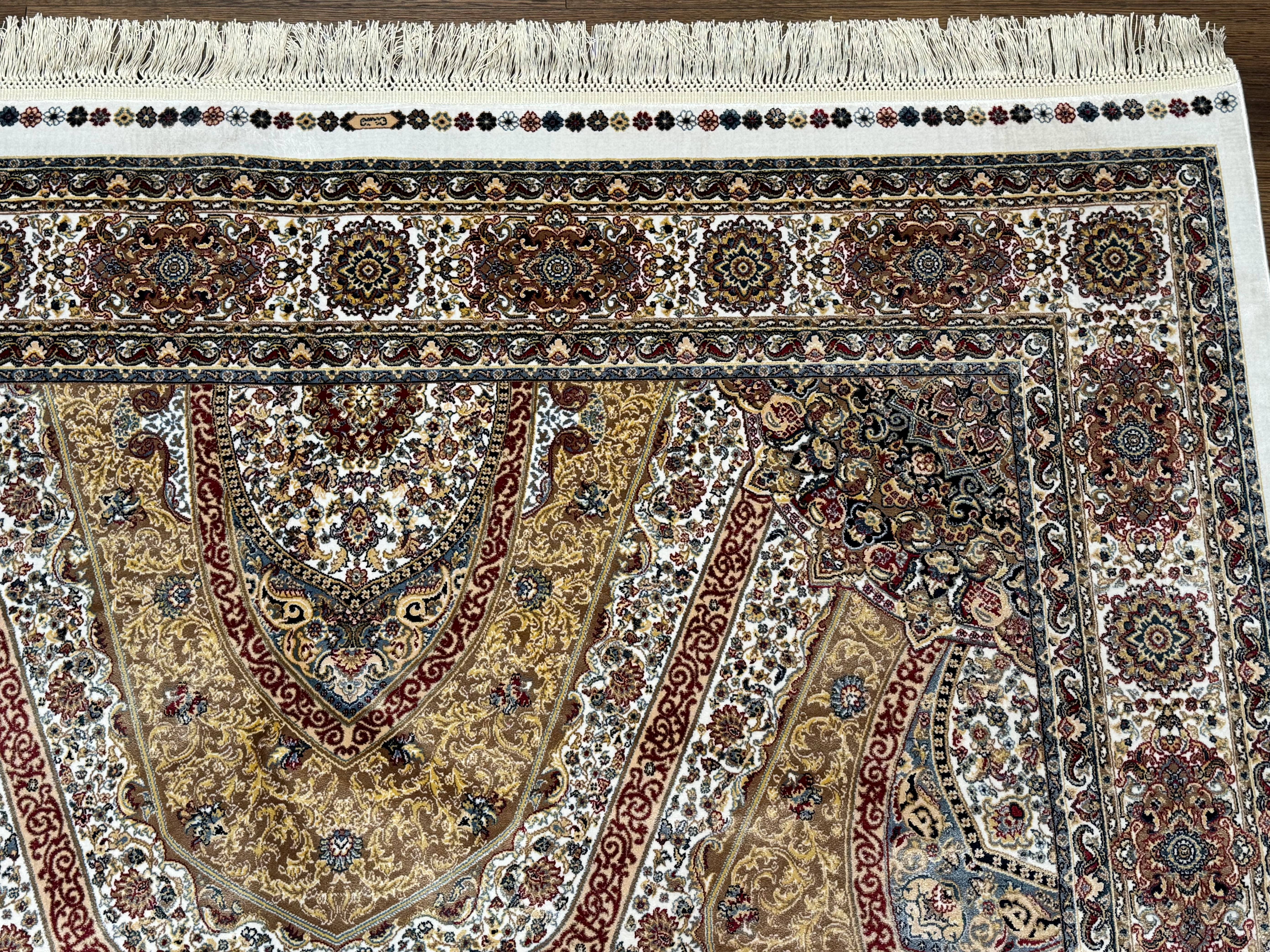 Turkish Silk Rug 5 x 7.6, Dome Design, Bamboo Silk, New - Jewel Rugs