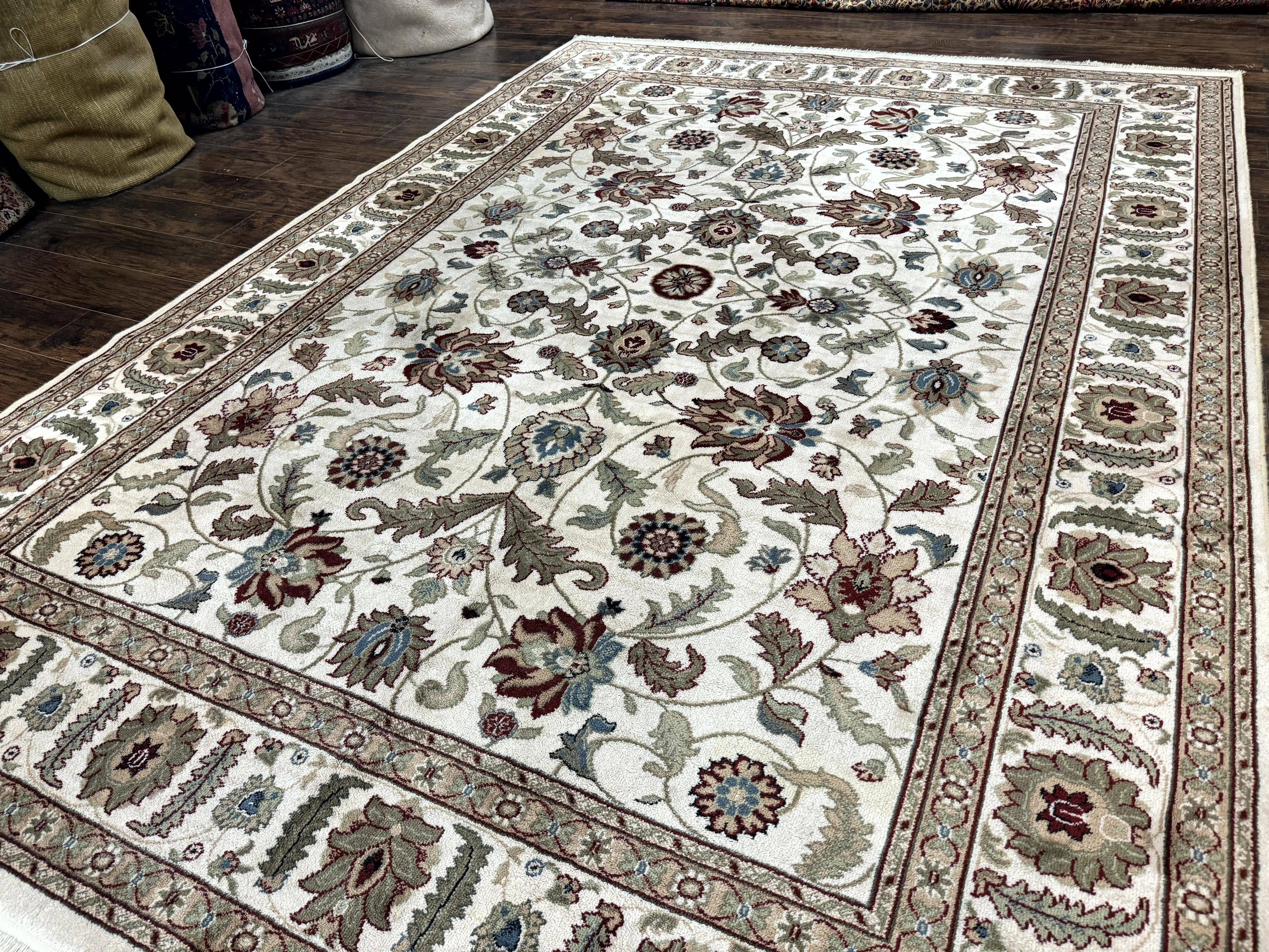 Karastan Rug 8x11, Vintage Wool Pile Karastan Carpet, Palazzo Collection, Beige Floral Carpet - Jewel Rugs