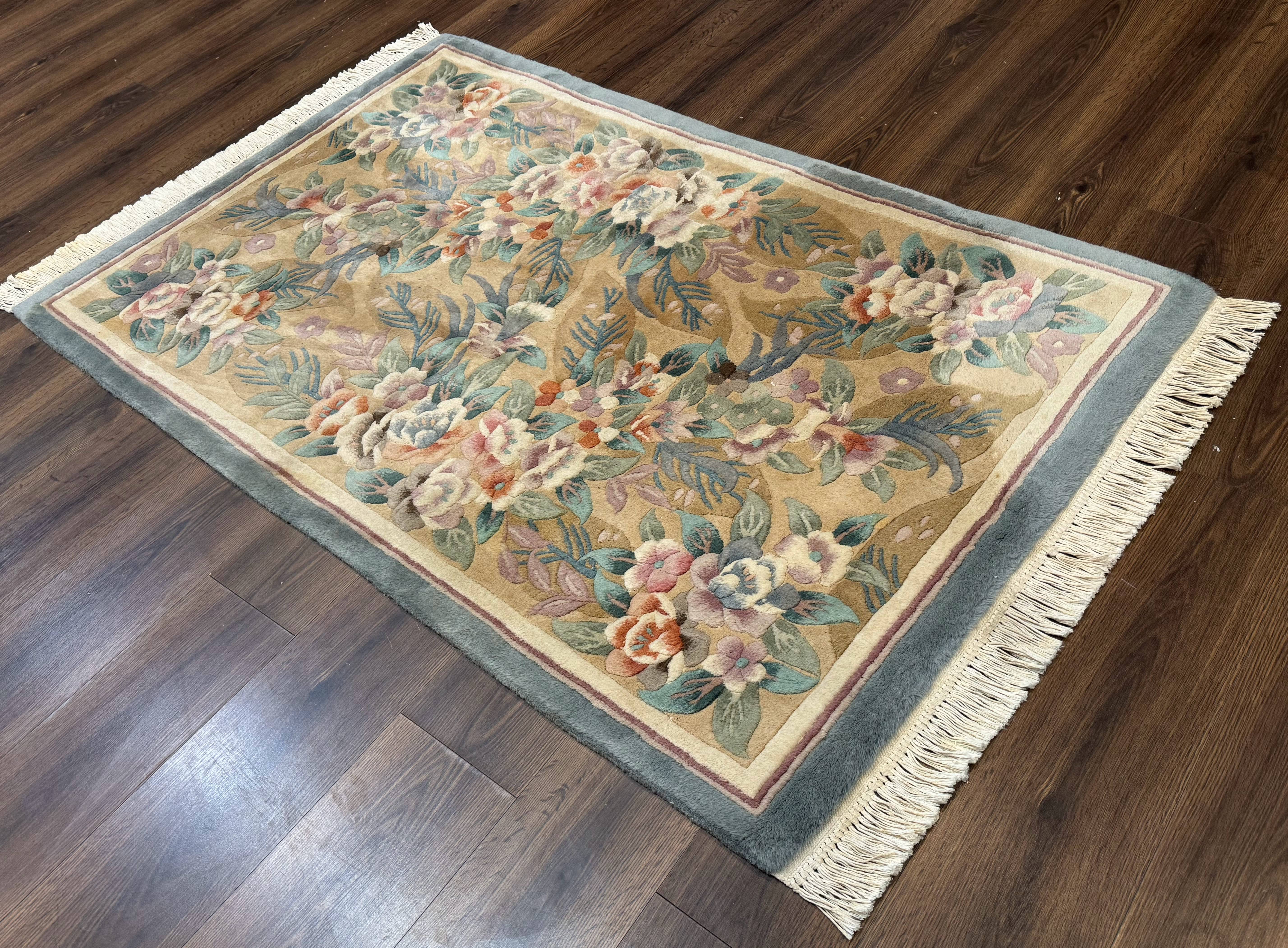 Chinese Wool Rug 4x6, Floral, 90 Line Rug, Pair B - Jewel Rugs
