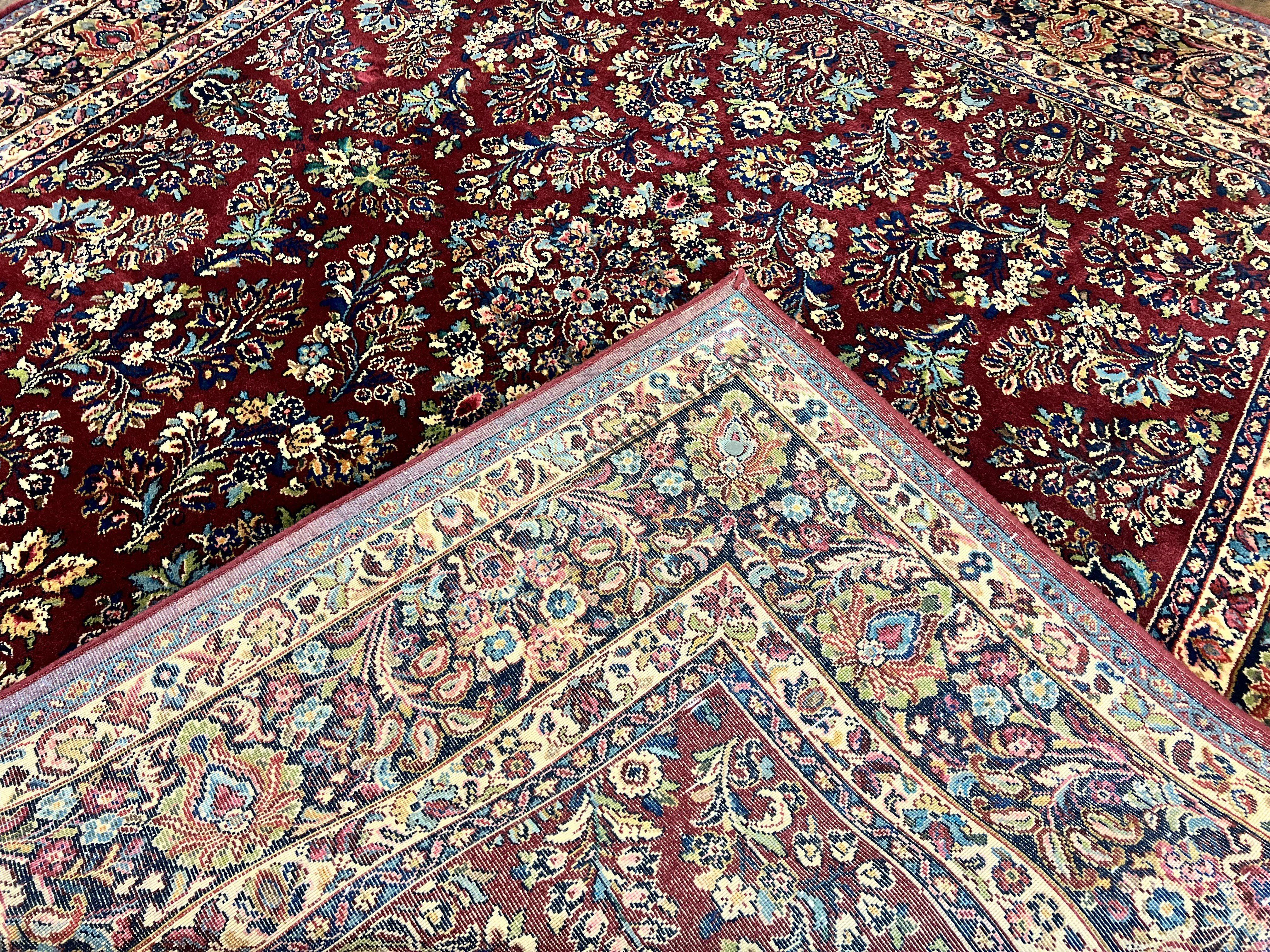 Square Karastan Rug, Red Sarouk Rug #785, Karastan Wool Rug 9x9 ft, Wool Karastan Carpet, Original 700 Series, Rare Size 9 x 9 - Jewel Rugs