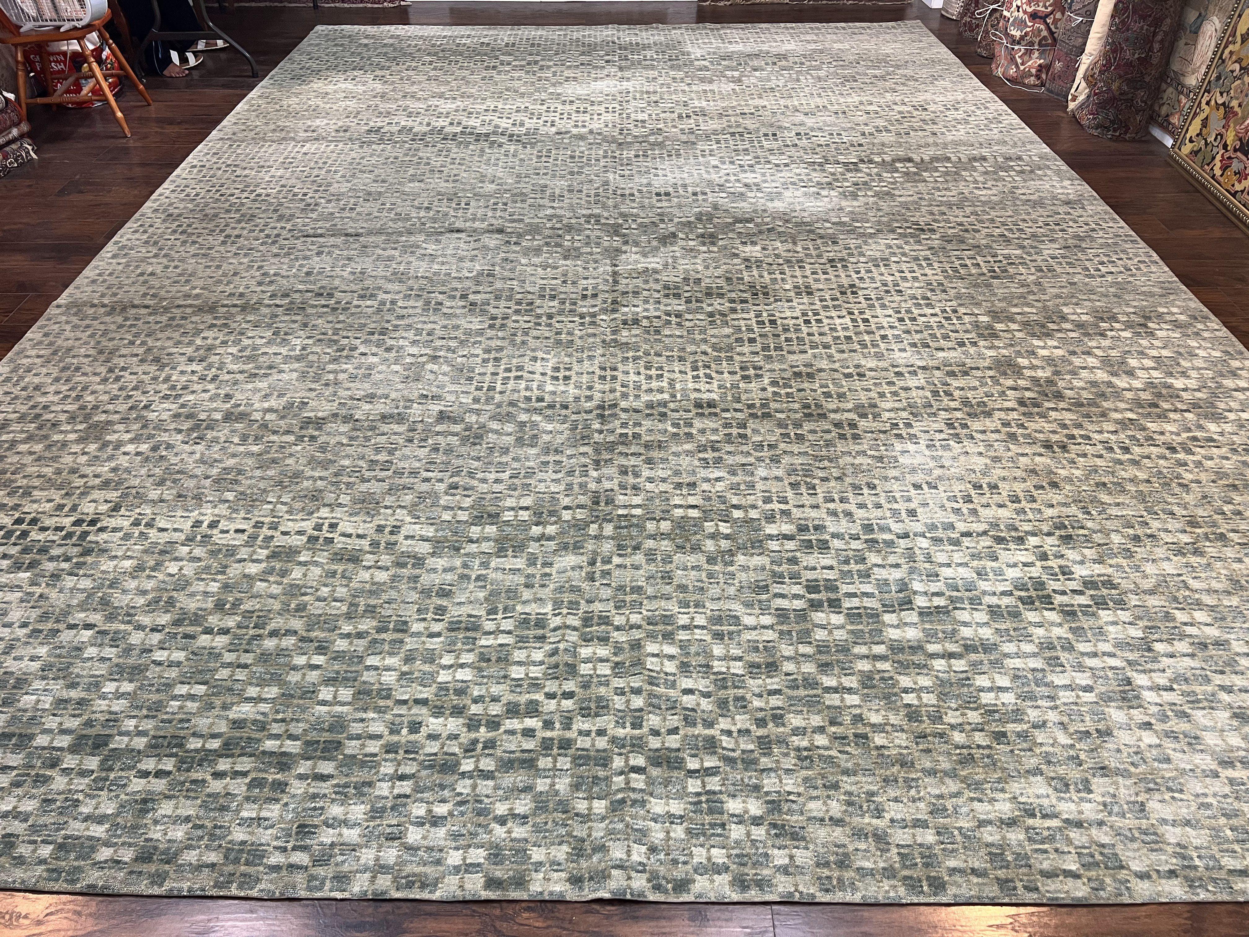 Extra Large Nepali Rug 12x18, Handmade Wool Modern Tibetan Oversized Carpet, Michaelian & Kolhberg - Jewel Rugs