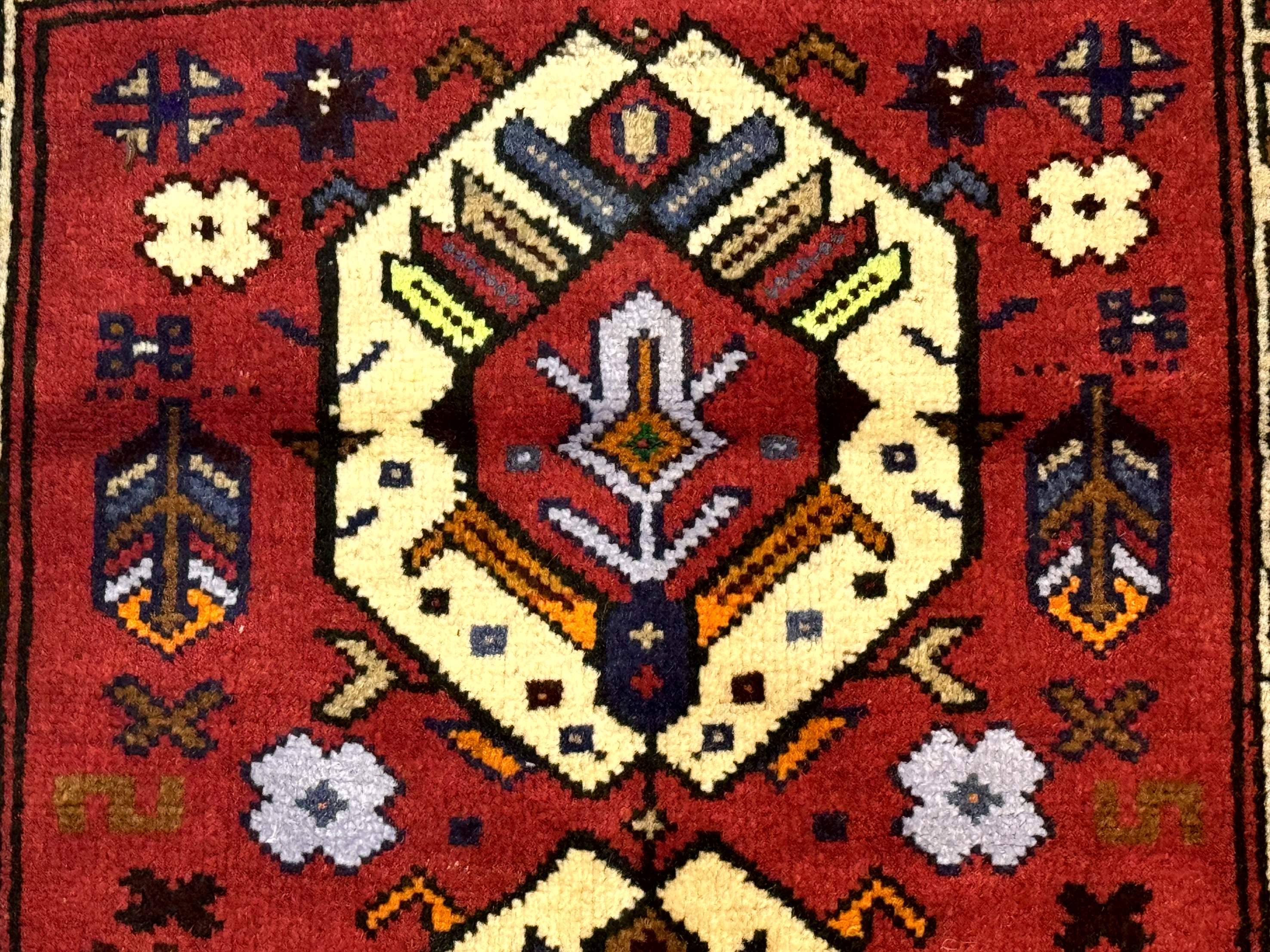 Small Persian Tribal Rug, Red and Ivory, Baluch Rug - Jewel Rugs