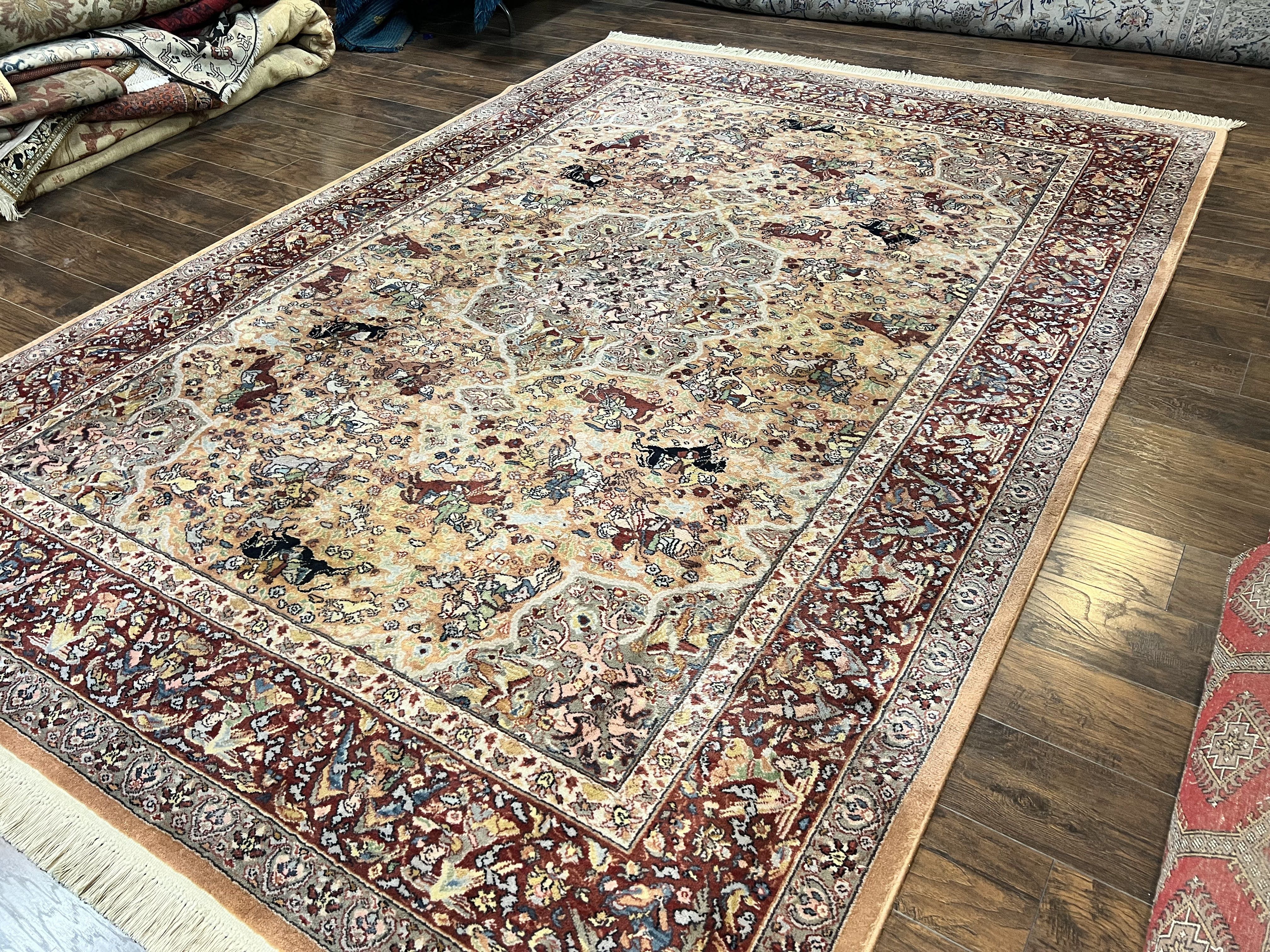 Karastan Rug 8.8 x 12 Persian Hunting Rug #723, Wool Pile Karastan Area Rug, Discontinued Original 700 Series Karastan Carpet, Room Sized - Jewel Rugs