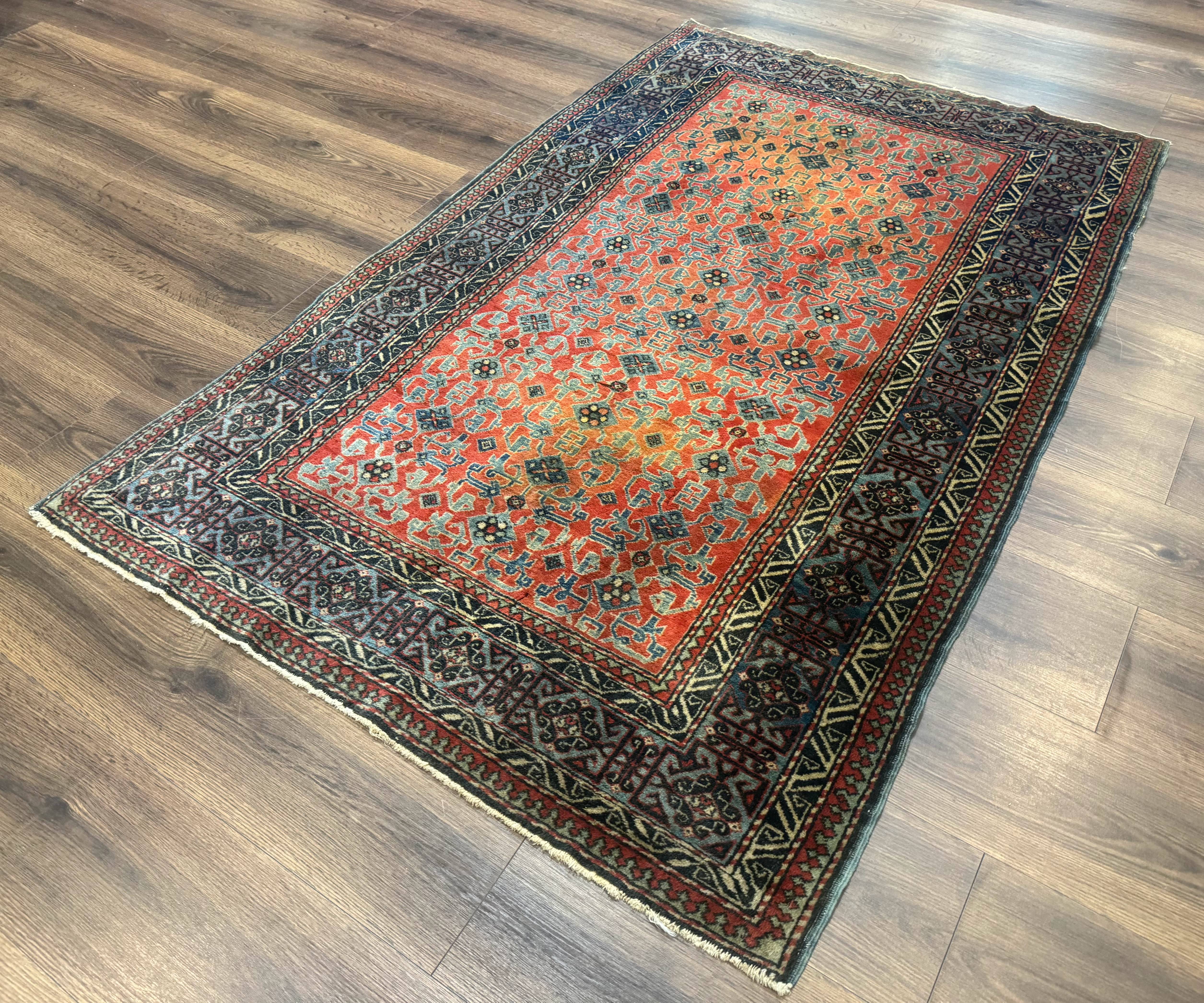 Caucasian Rug 4x6, Allover Pattern, Tomato Red - Jewel Rugs