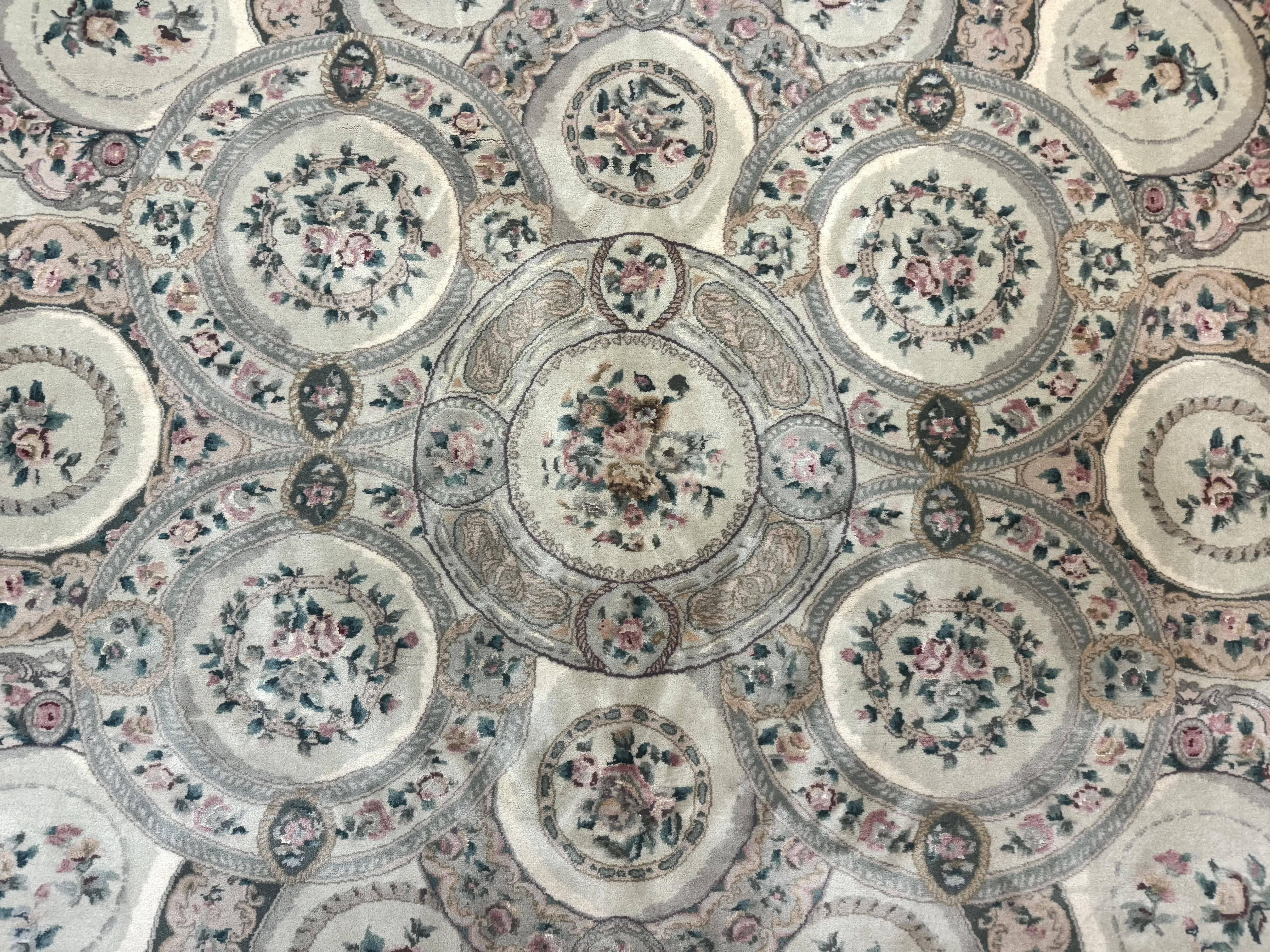 Pak Persian Rug 9x12, Wool with Silk Highlights, European Design, Floral, Green - Jewel Rugs