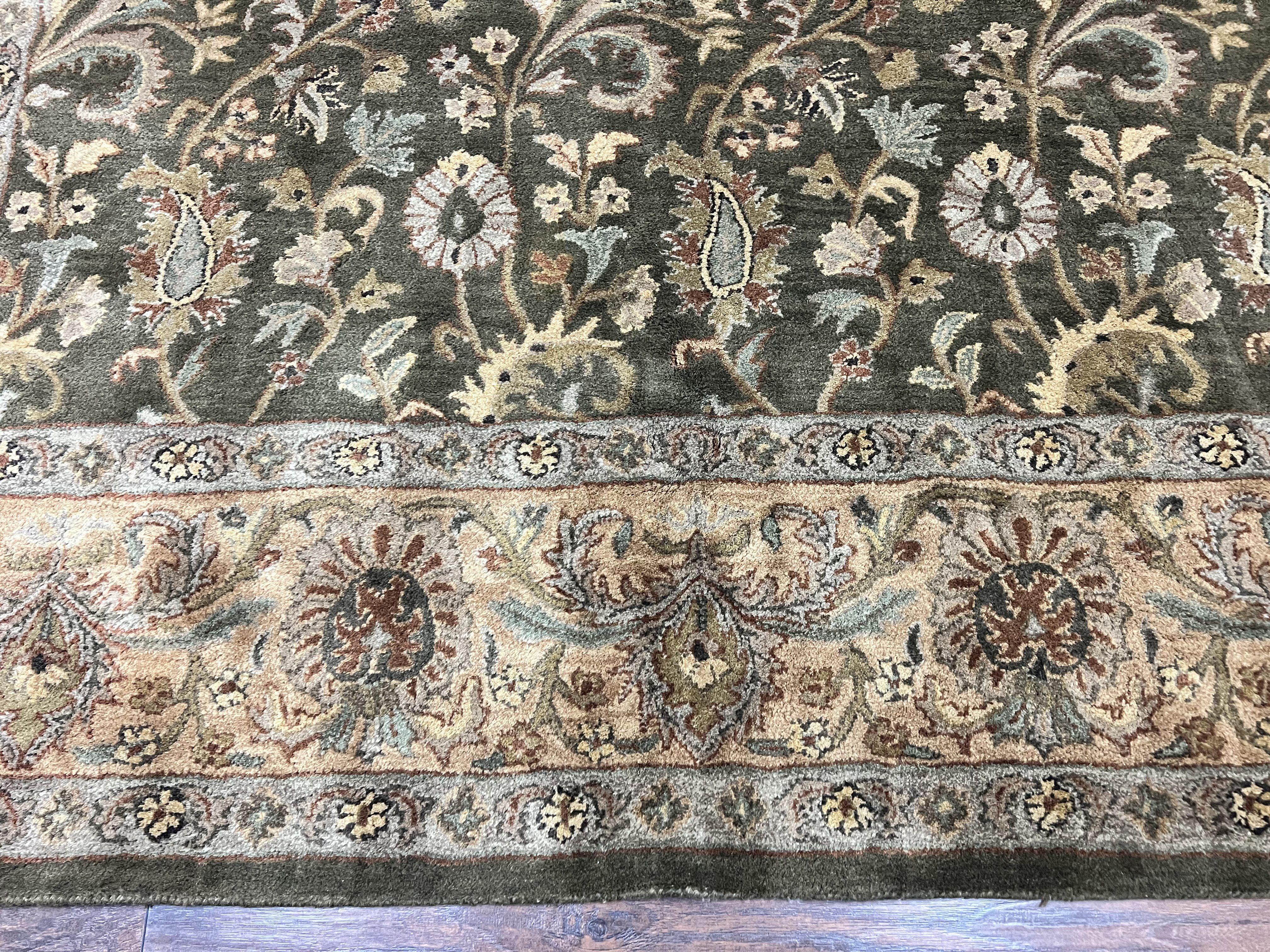 Pottery Barn Rug 8x10, Wool Hand Tufted Vintage Indian Carpet, Room Sized Wool Pile Floral Rug - Jewel Rugs