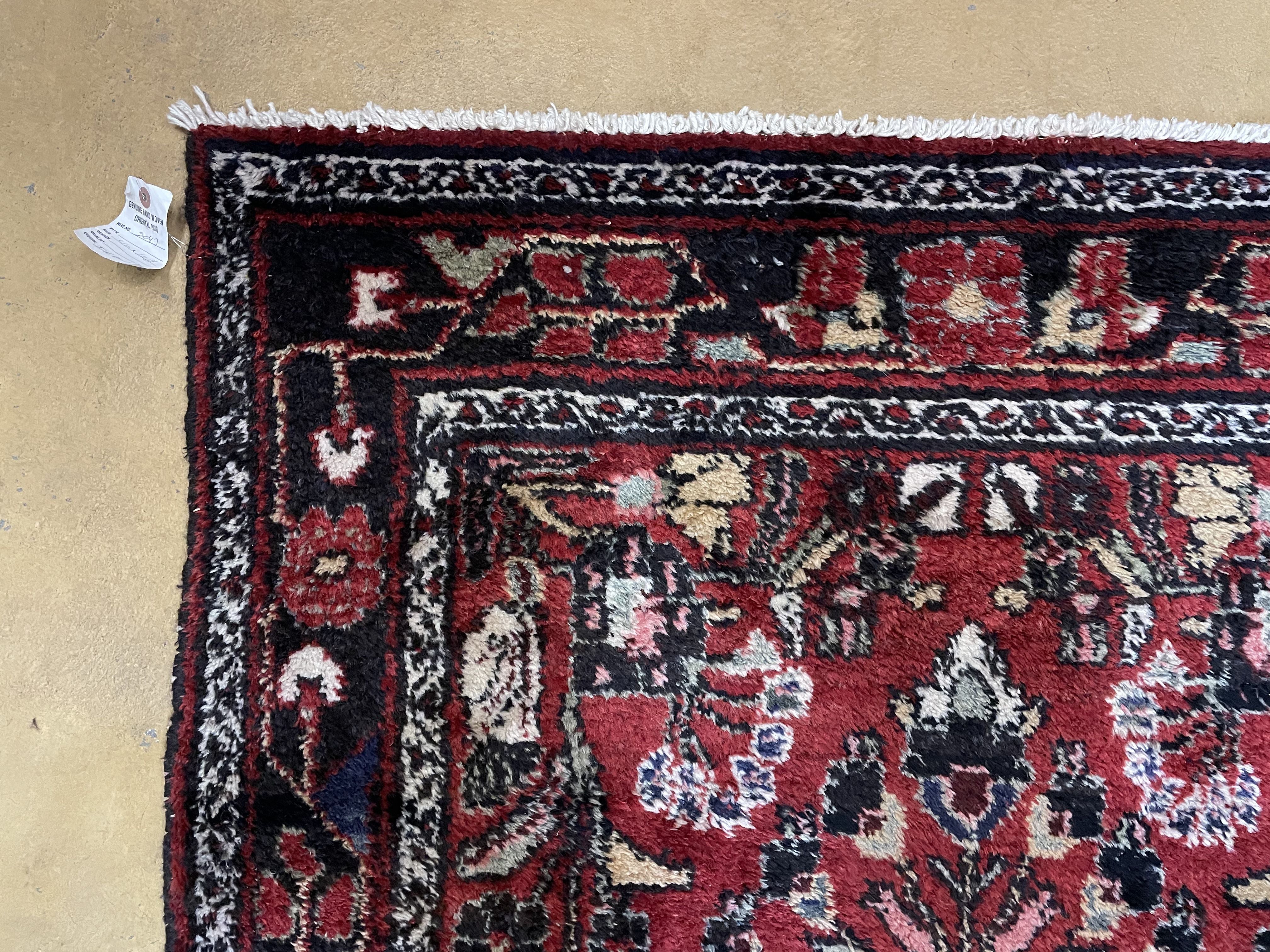 3' 4" X 9' Antique Handmade Wool Rug Runner Floral Organic Dyes Red Nice - Jewel Rugs