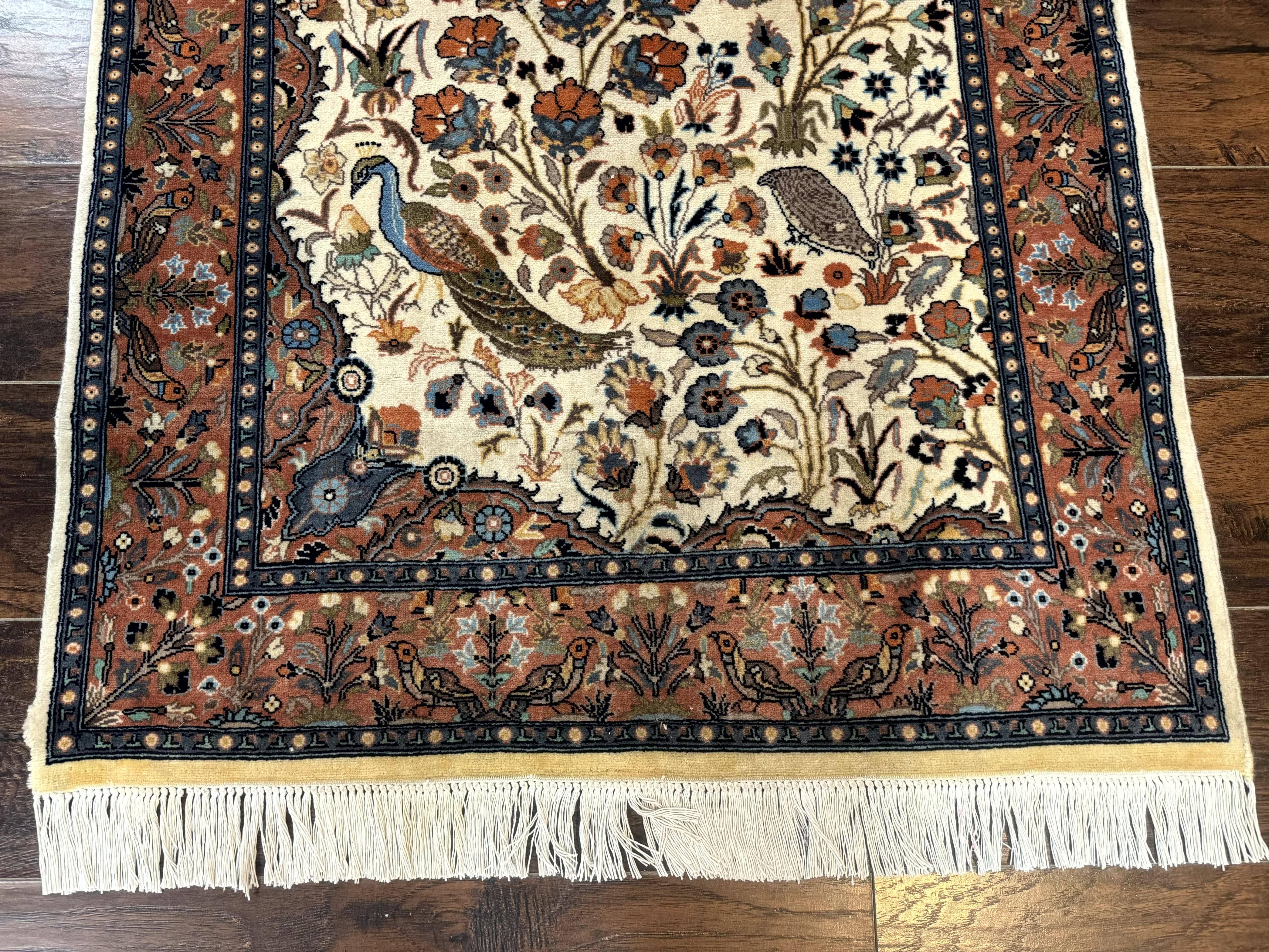 Small Pak Persian Rug 3x5, Peacock Birds Floral - Jewel Rugs