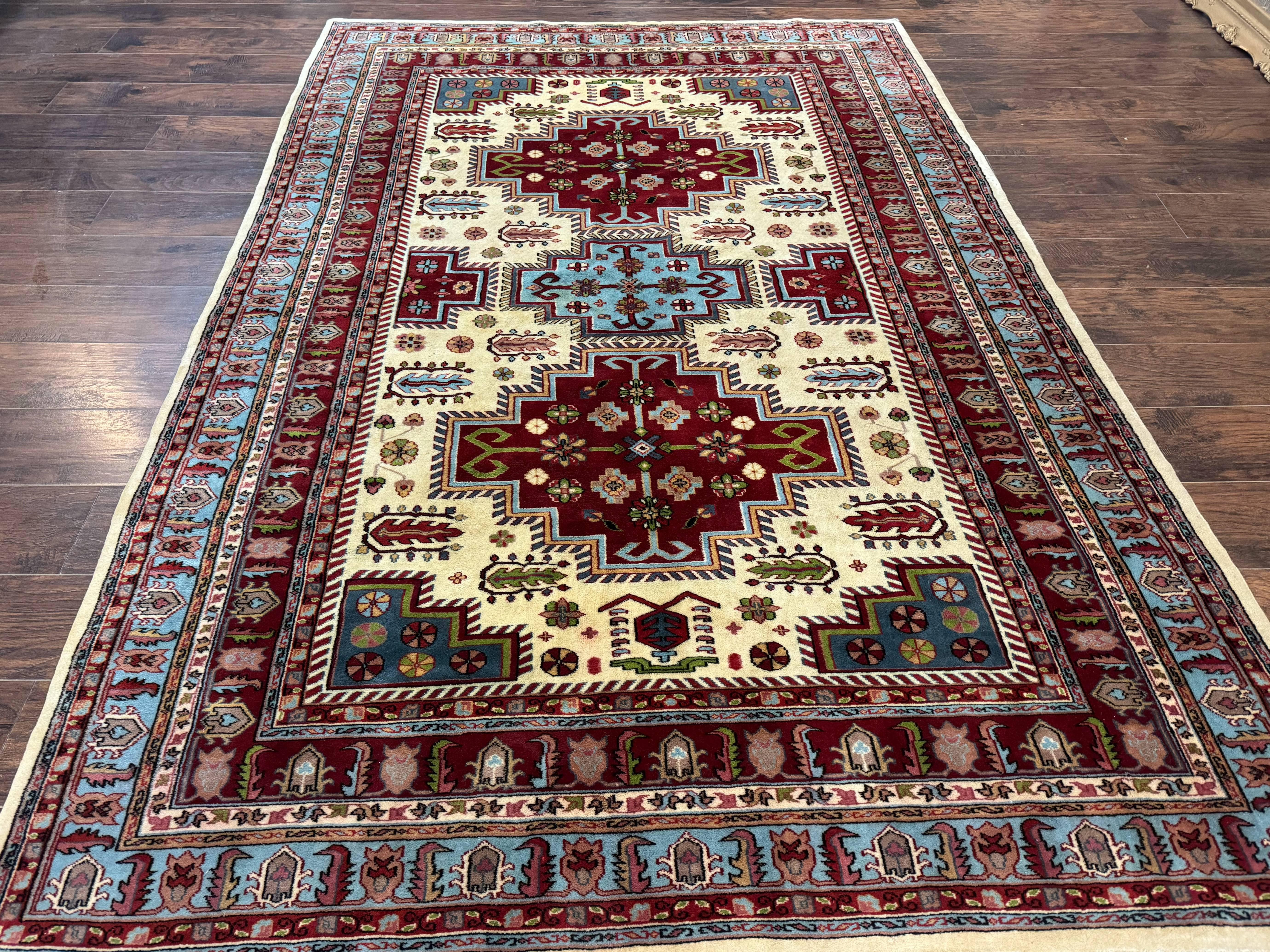 Turkish Kazak Rug 6x9, Geometric Medallions - Jewel Rugs