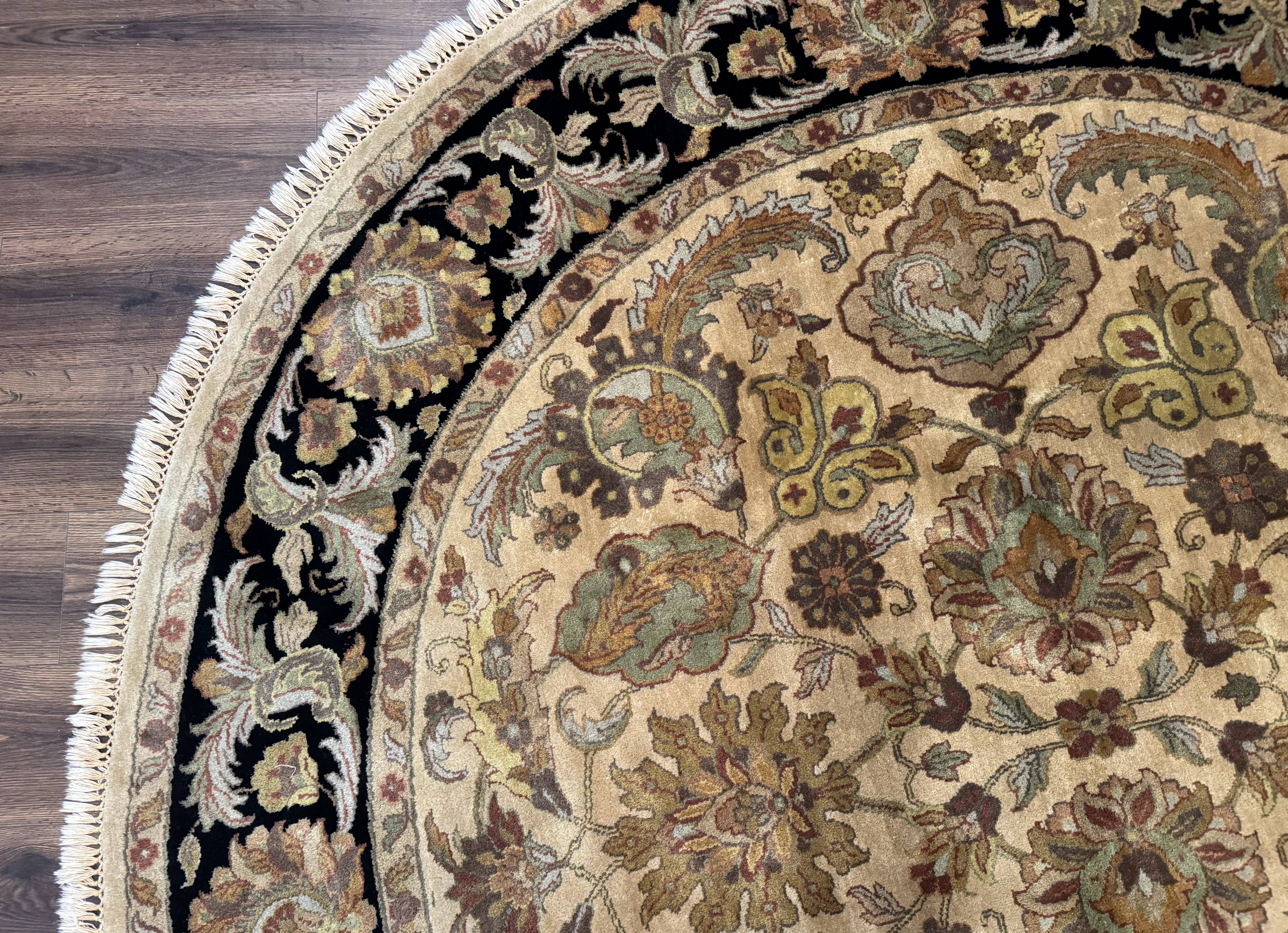 Indo Mahal Round Rug 8x8, Wool Handmade Indian Carpet - Jewel Rugs