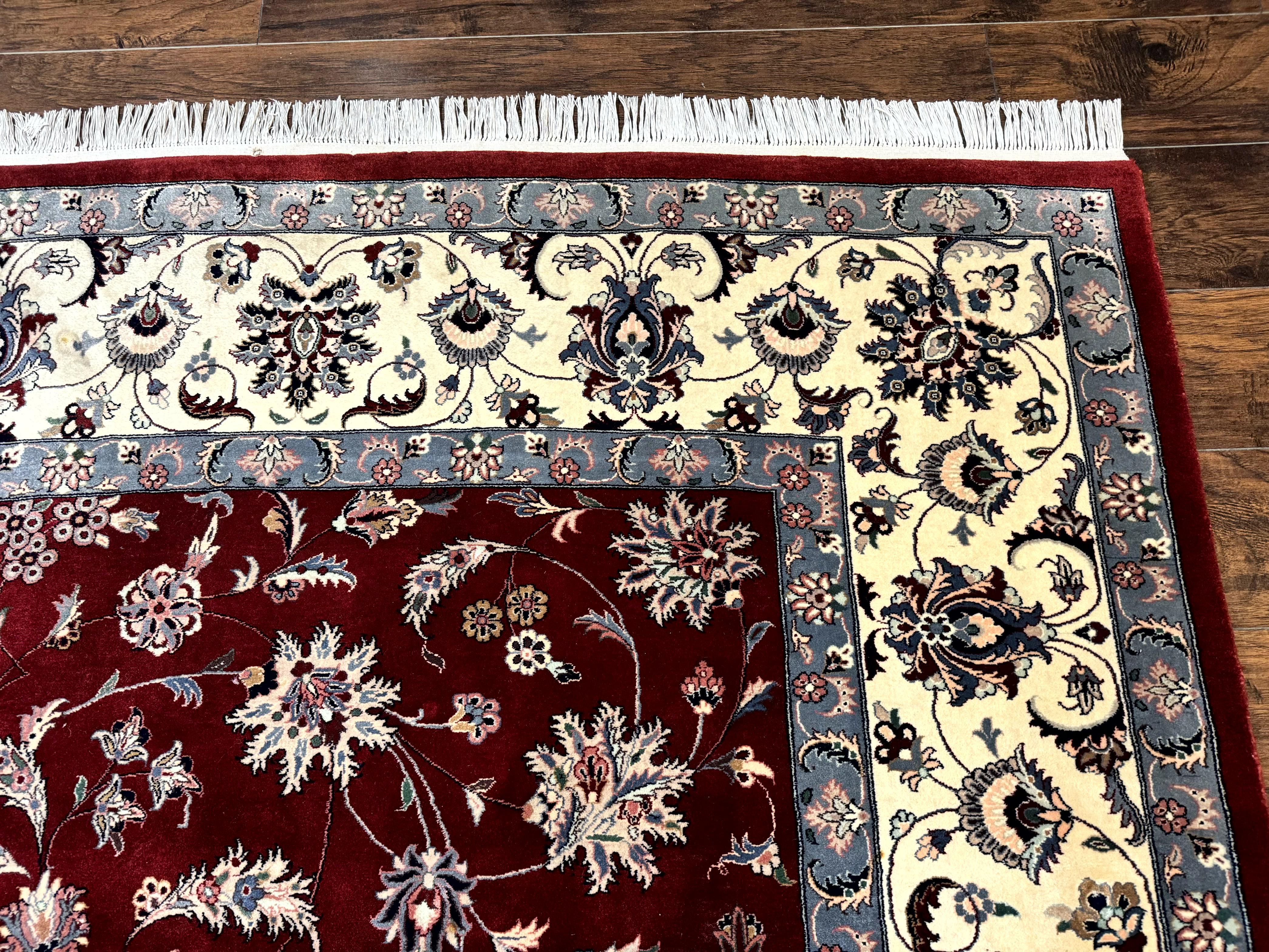 Pak Persian Rug 9x12, Maroon and Ivory, Wool Handmade Vintage - Jewel Rugs