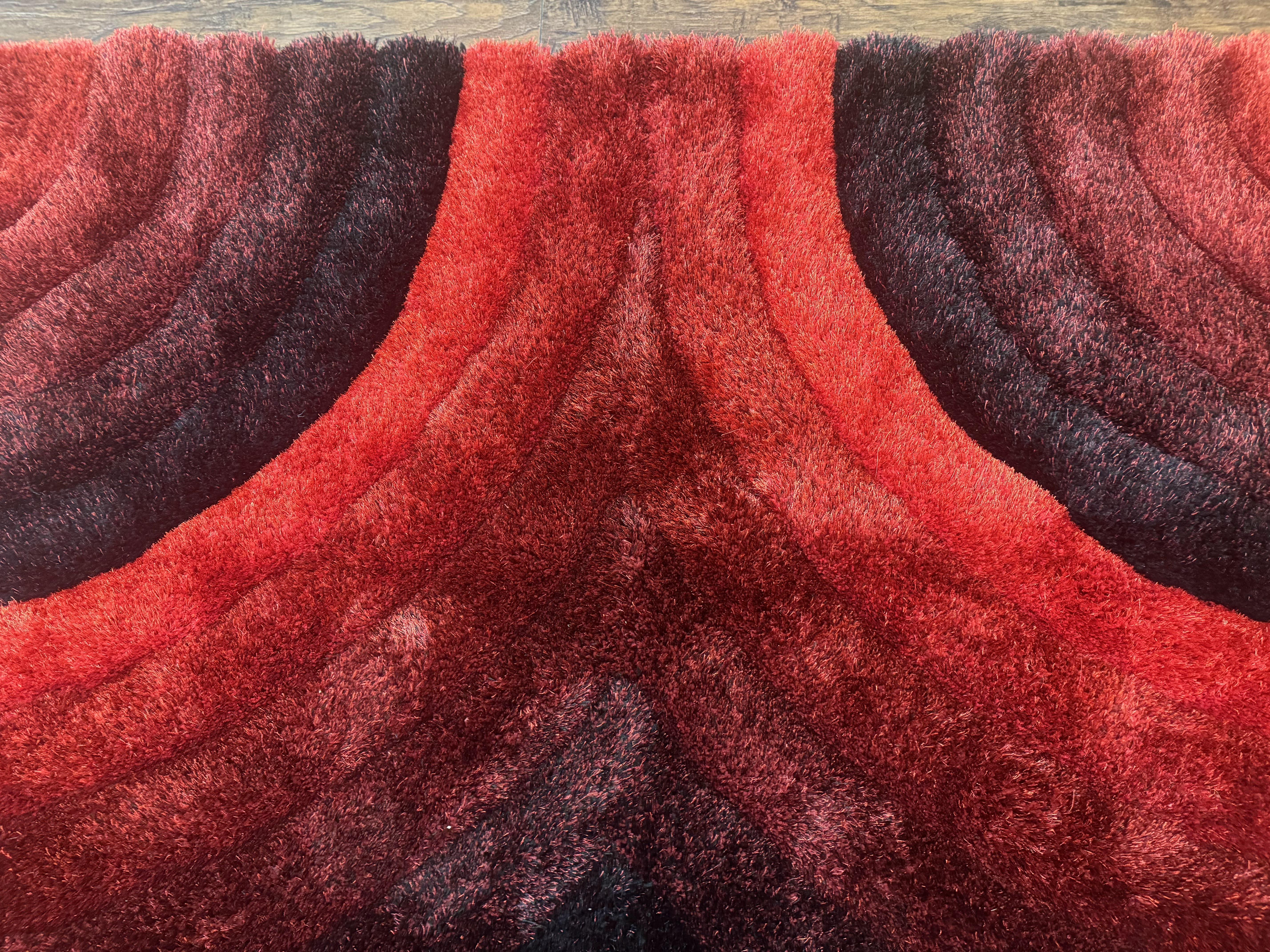 Red and Black Shag Rug 5x7, Pair B - Jewel Rugs