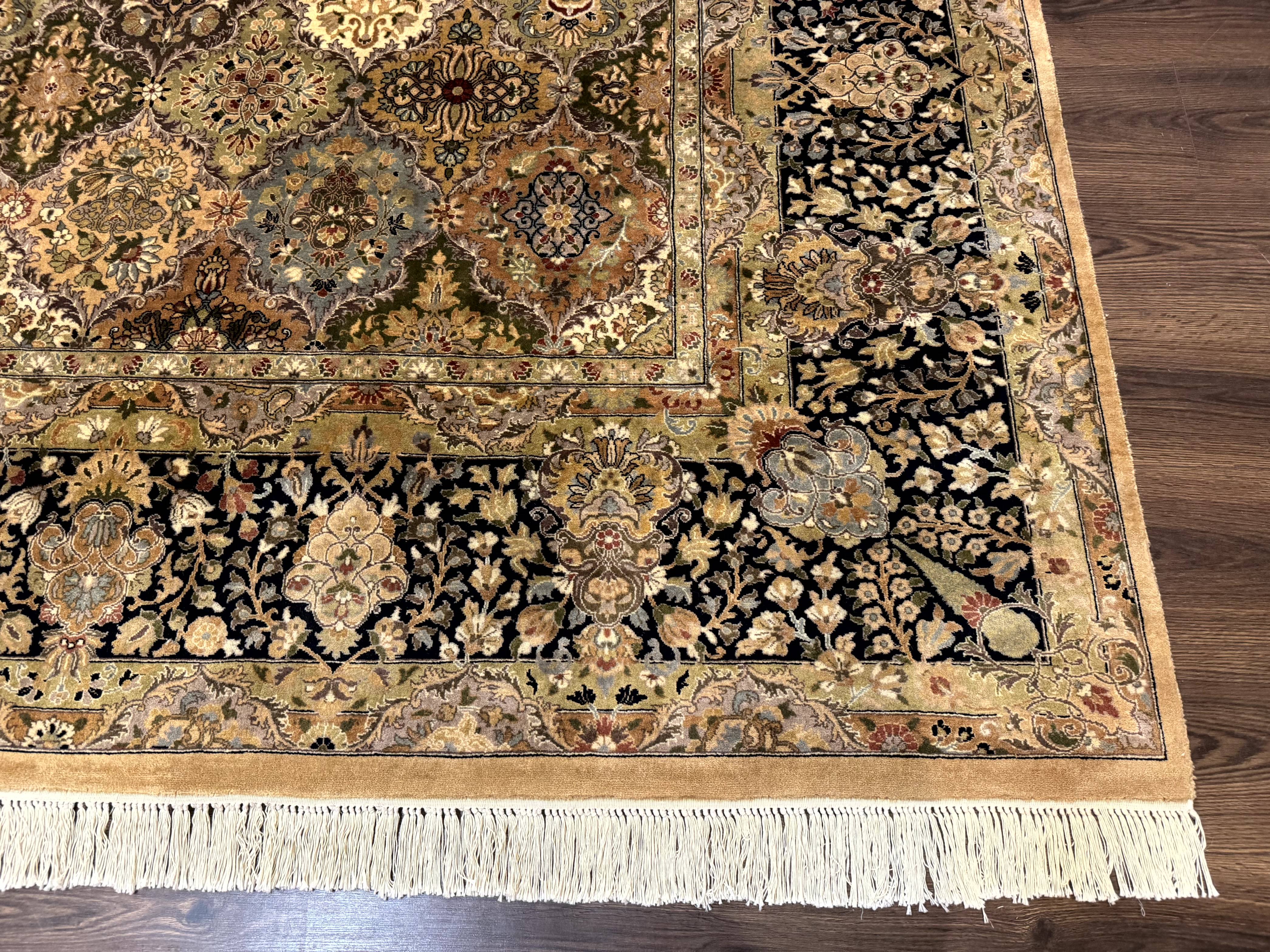 Pakistani Persian Rug 9x12, Multicolor Panel Design, Tan-Gold, Fine 270 KPSI - Jewel Rugs