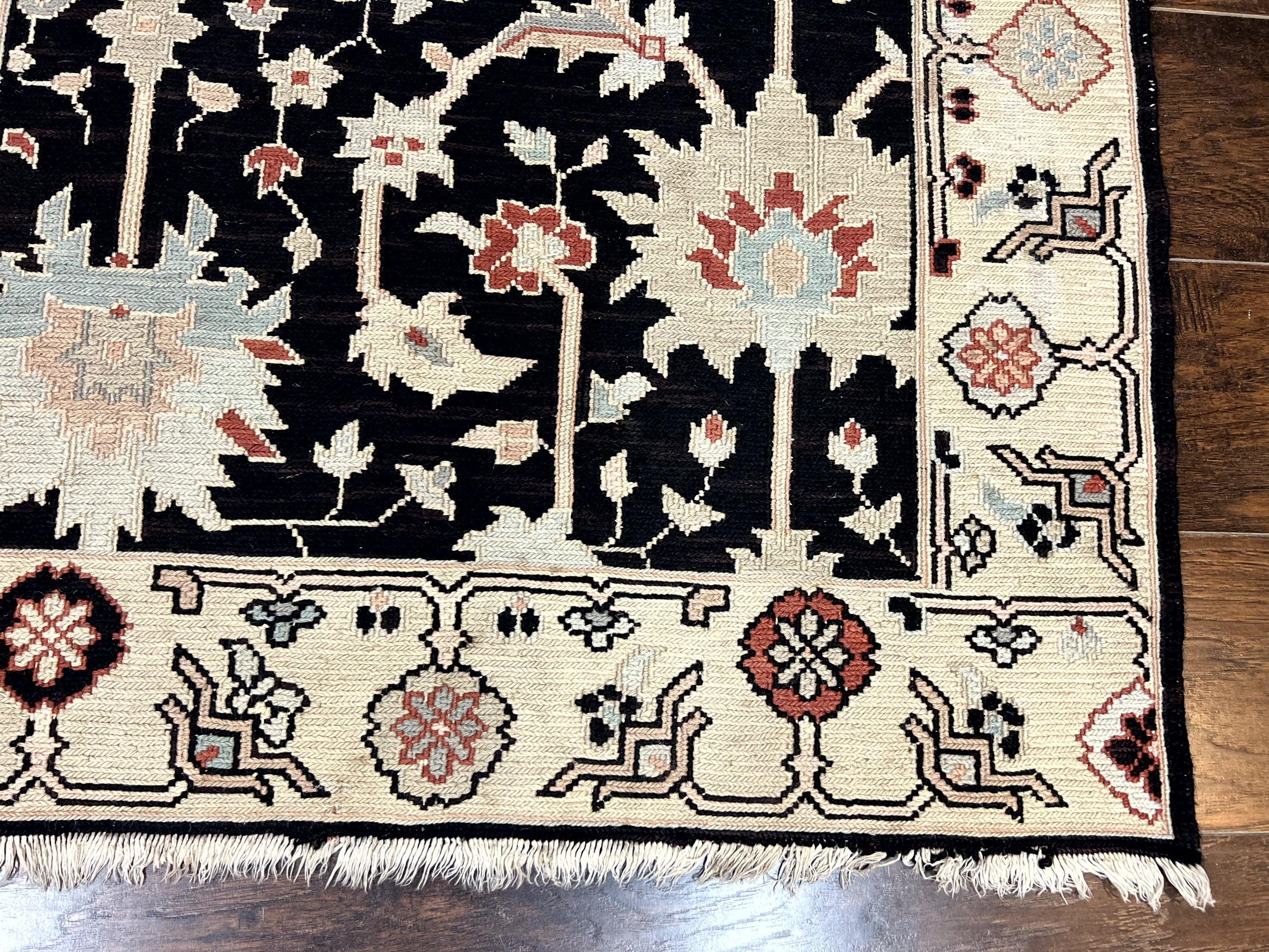 Turkish Flatweave Kilim Rug 3x5, Black, Handmade Vintage Wool Carpet - Jewel Rugs