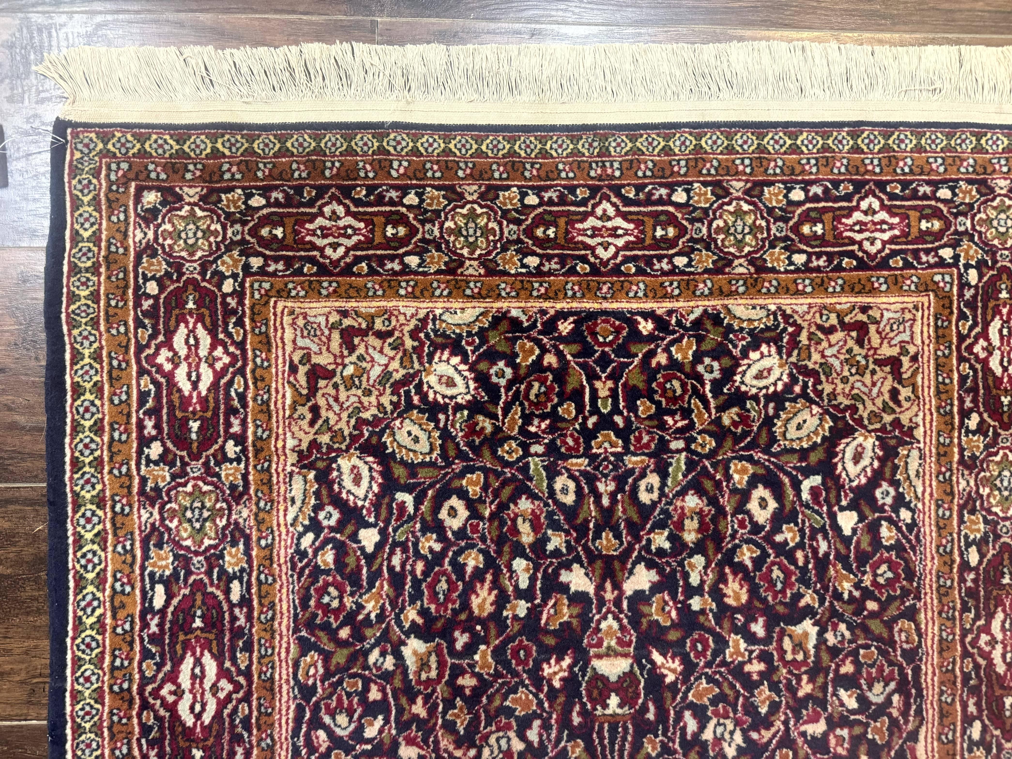 Indo Kashmiri Rug 3x5, Navy Blue, Very Fine 400 KPSI, Pair B - Jewel Rugs