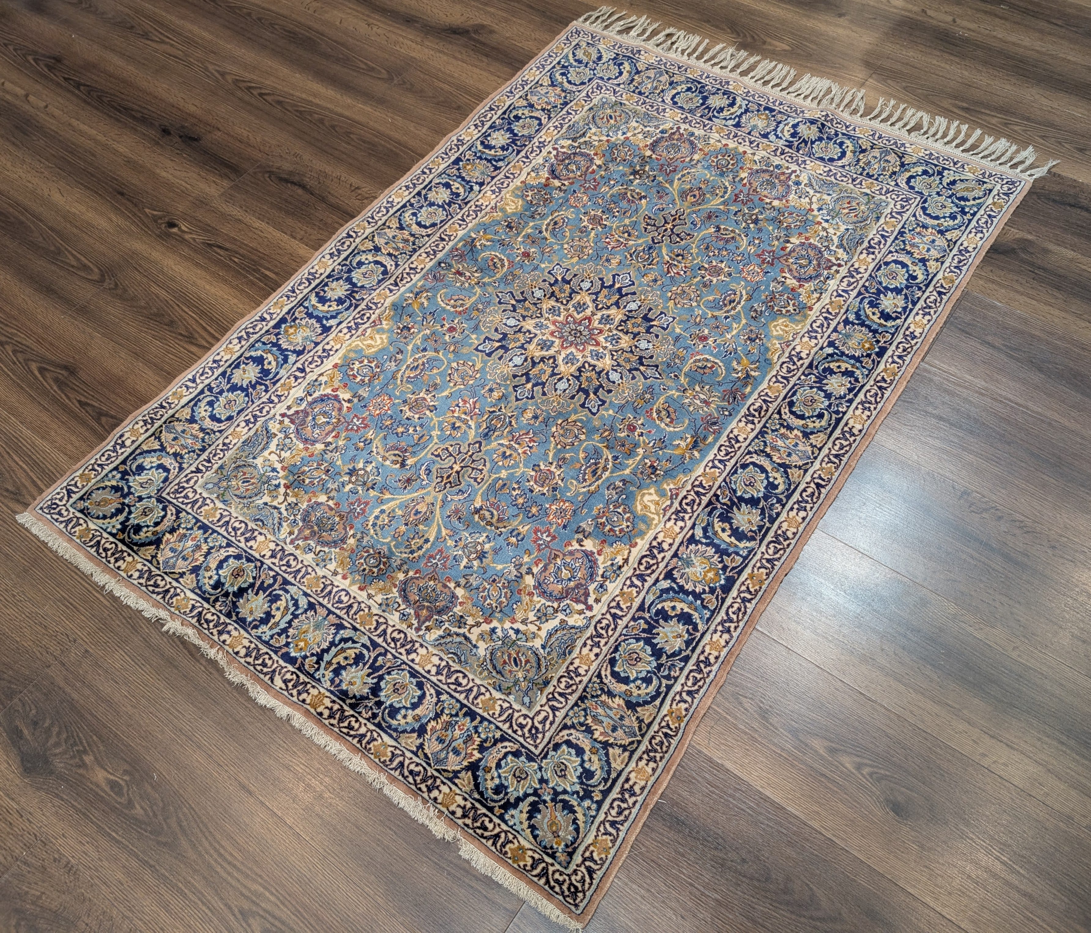 Persian Rug 3.6 x 5, Isfahan Rug, Light Blue, Super Fine 630 KPSI, Silk Foundation - Jewel Rugs