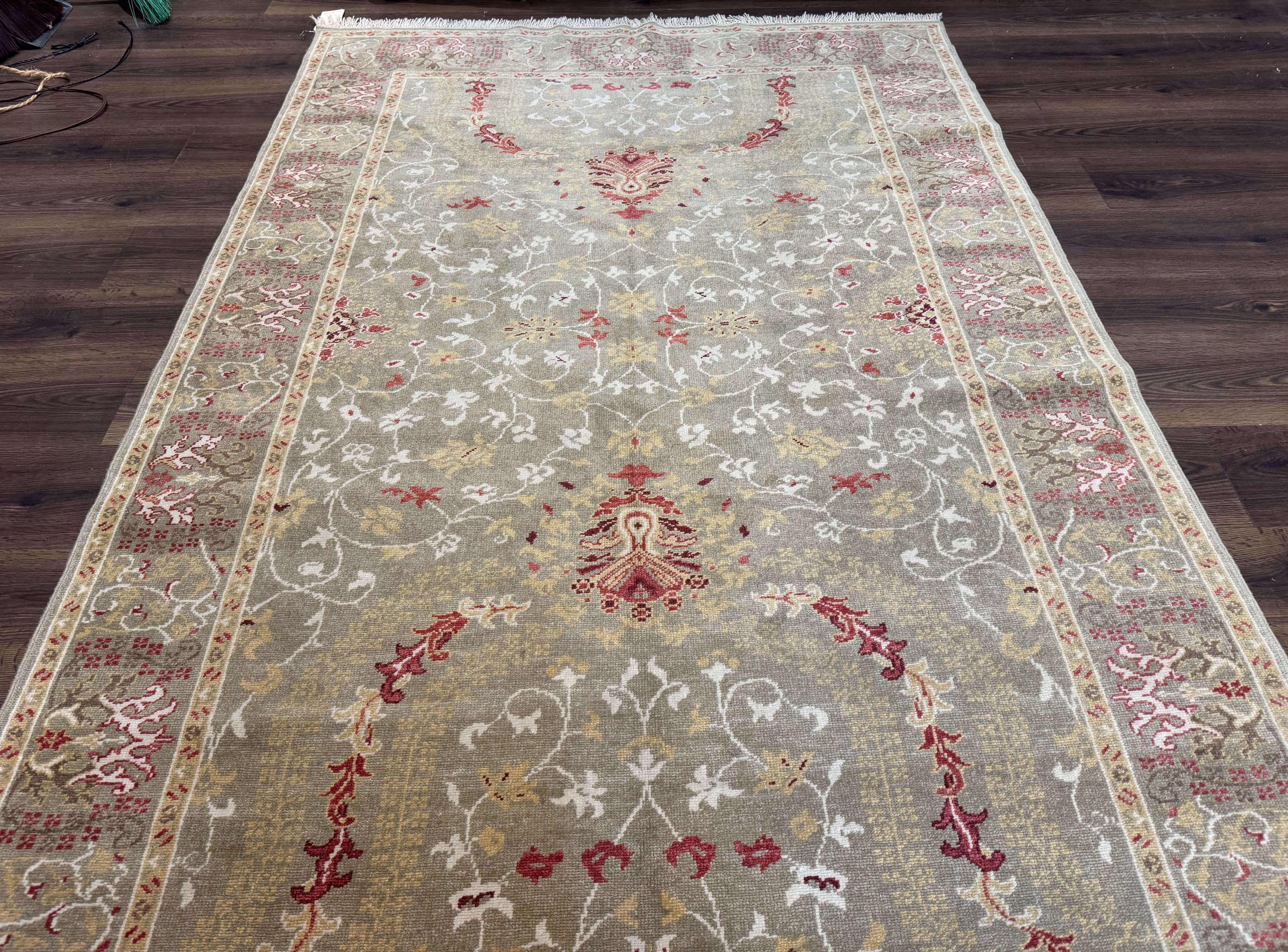 Egyptian Wide Runner Rug 5 x 18 ft, Hand Knotted Hallway Carpet, Light Olive Green, Allover Pattern - Jewel Rugs