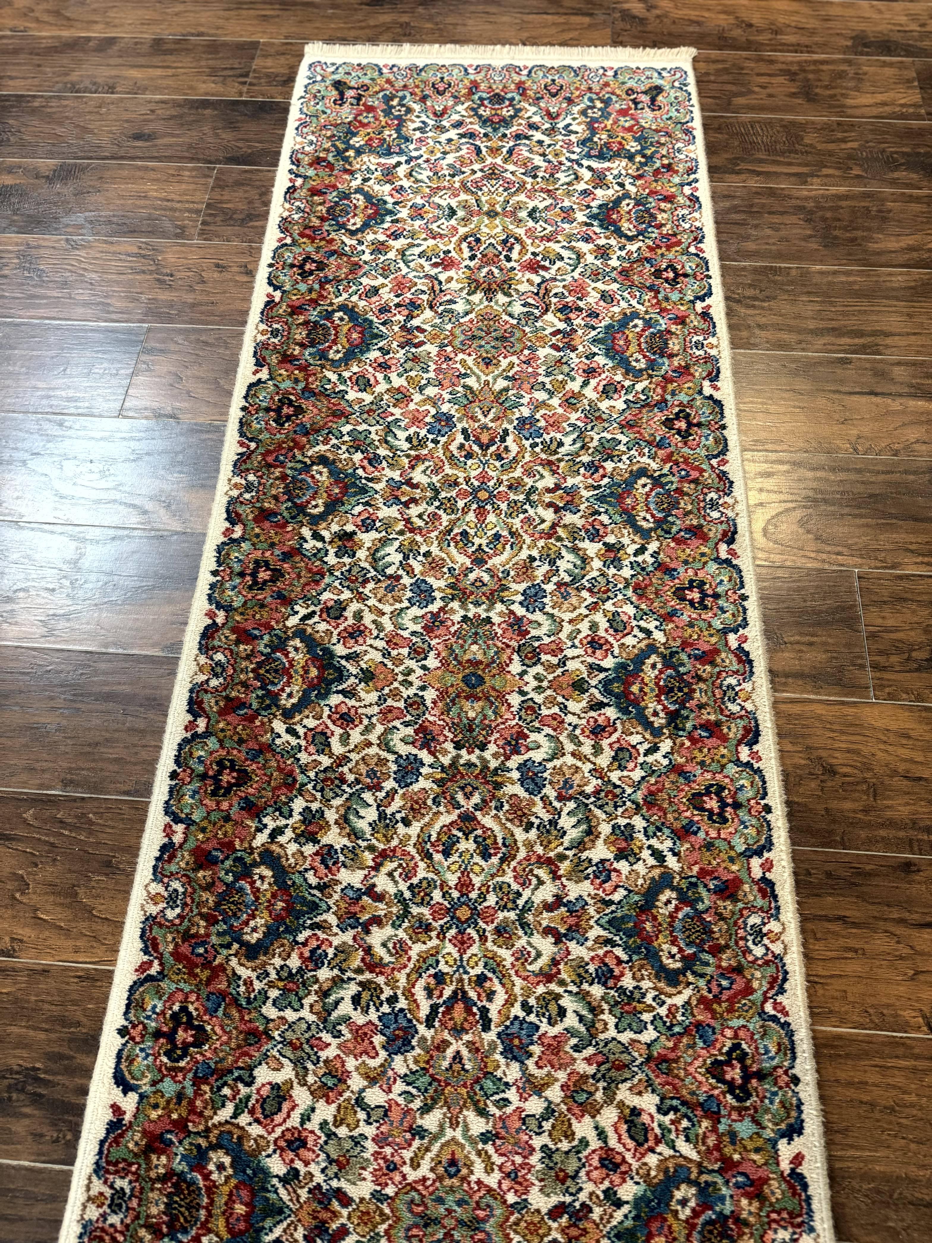 Karastan Runner Rug 2.6 x 8.6, Floral Kirman #742, Wool Vintage Original 700 Series, Rare - Jewel Rugs