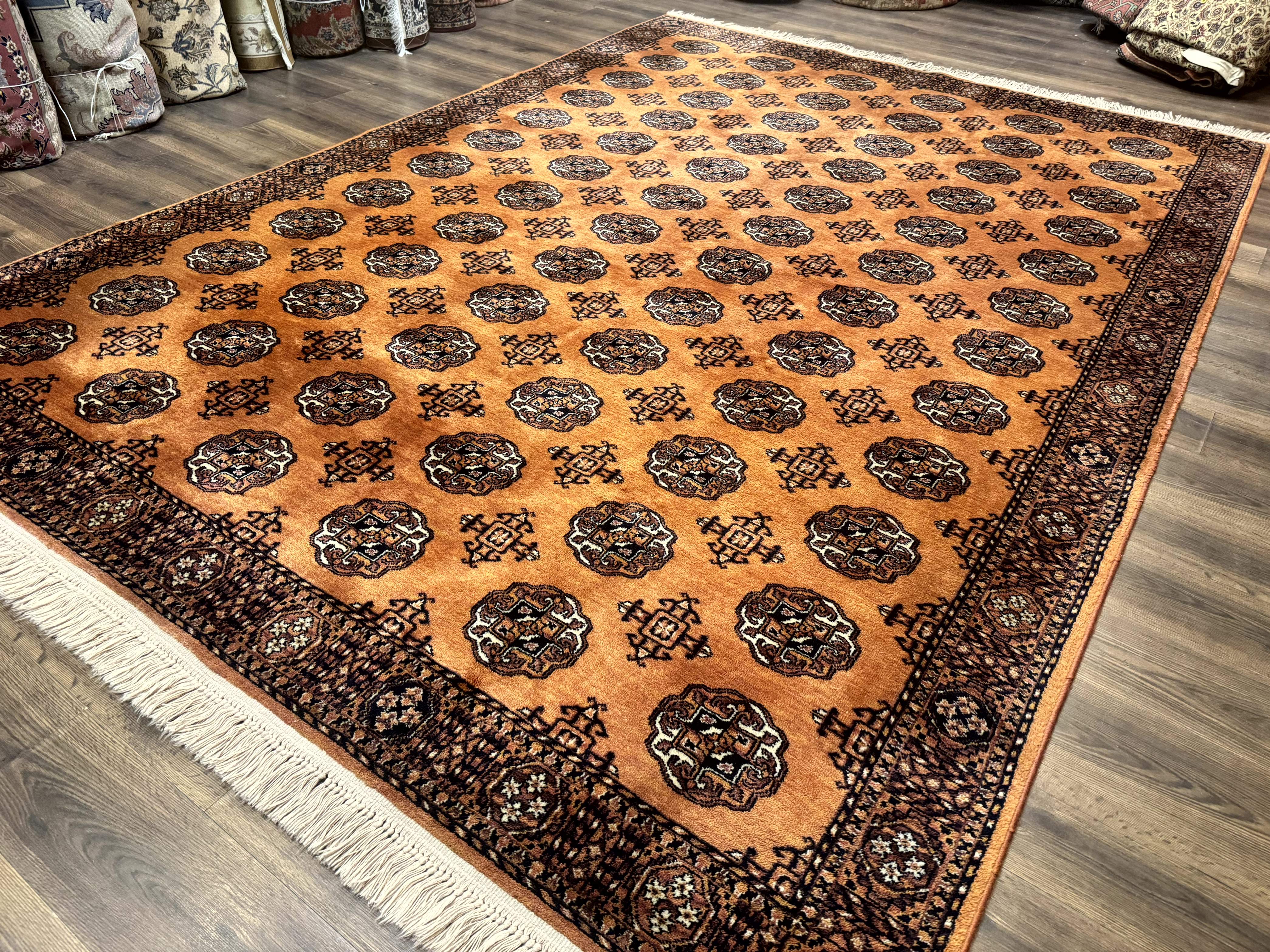 8.8 x 12 Karastan Golden Bokhara Rug #716, Wool Turkoman Carpet, Rare - Jewel Rugs