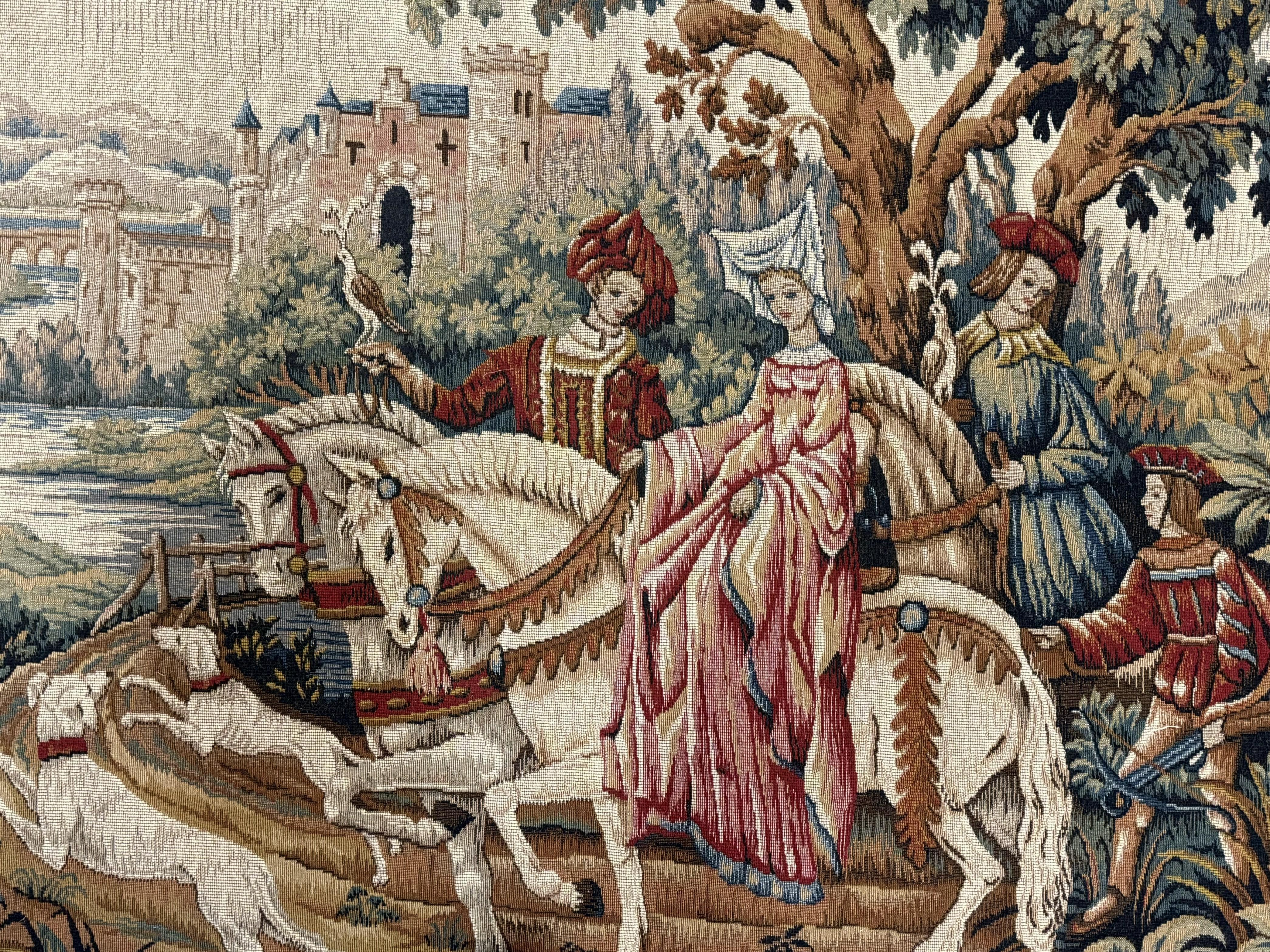 Vintage French Tapestry 4x5, The Royal Hunt Tapestry by Marc Waymel, Needlepoint Petitepoint Tapestry - Jewel Rugs