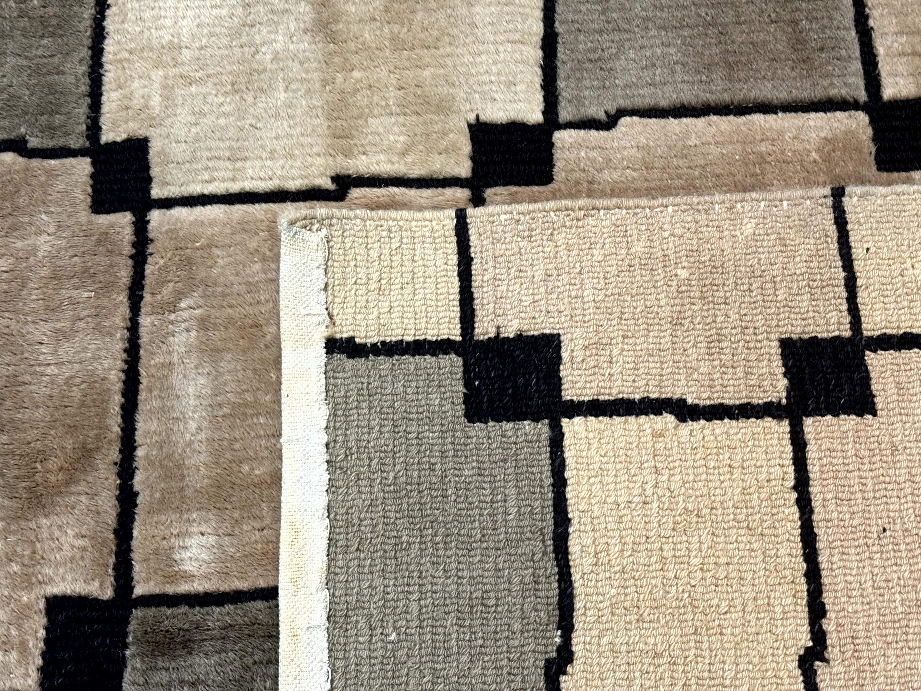 Tibetan Wool Rug 5x8, Contemporary Modern Carpet, Abstract Design, Soft Thick Pile, Pair A - Jewel Rugs