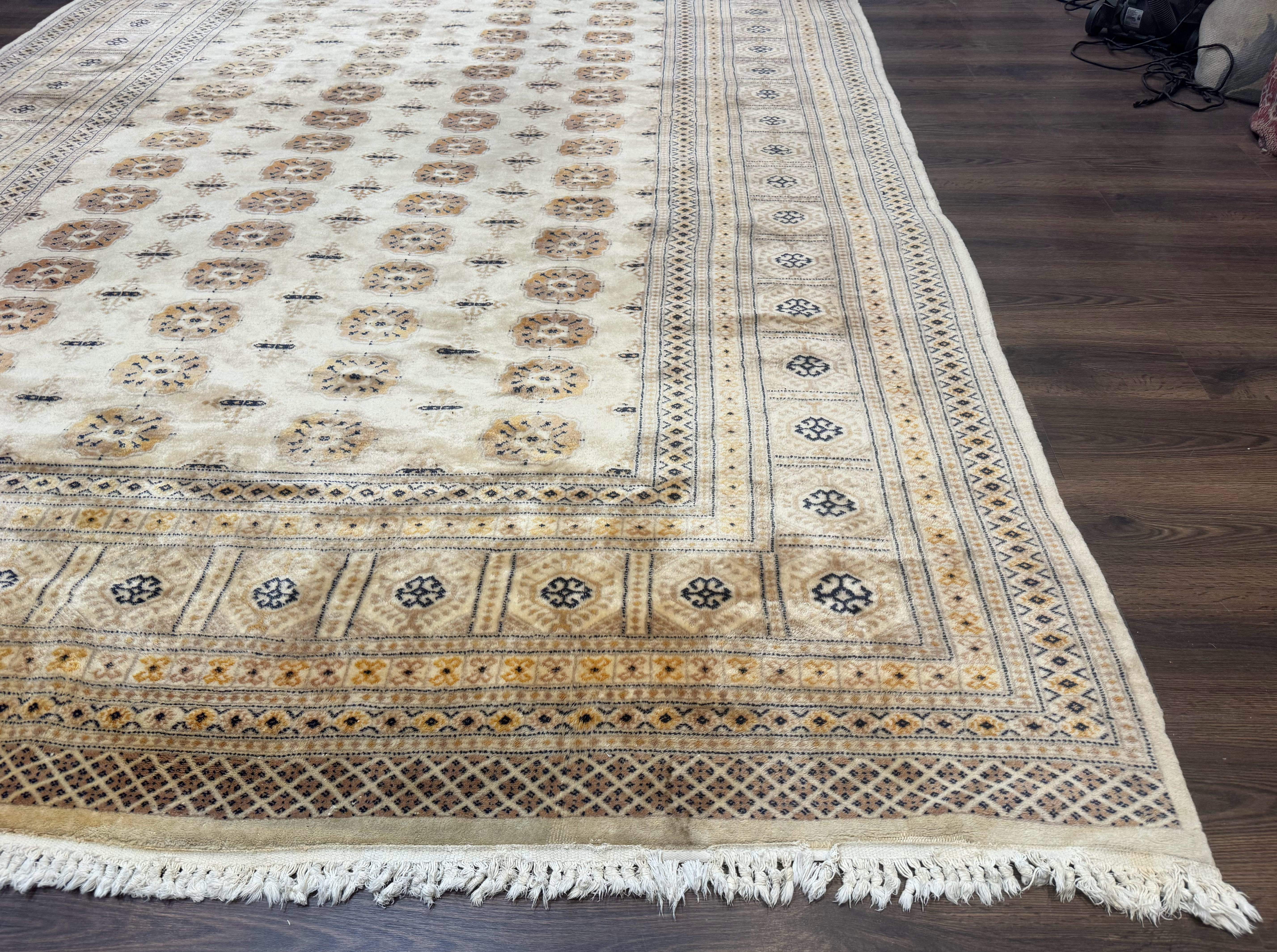 Pakistani Turkoman Bokhara Rug 8x12, Beige Vintage Tribal Wool Carpet - Jewel Rugs