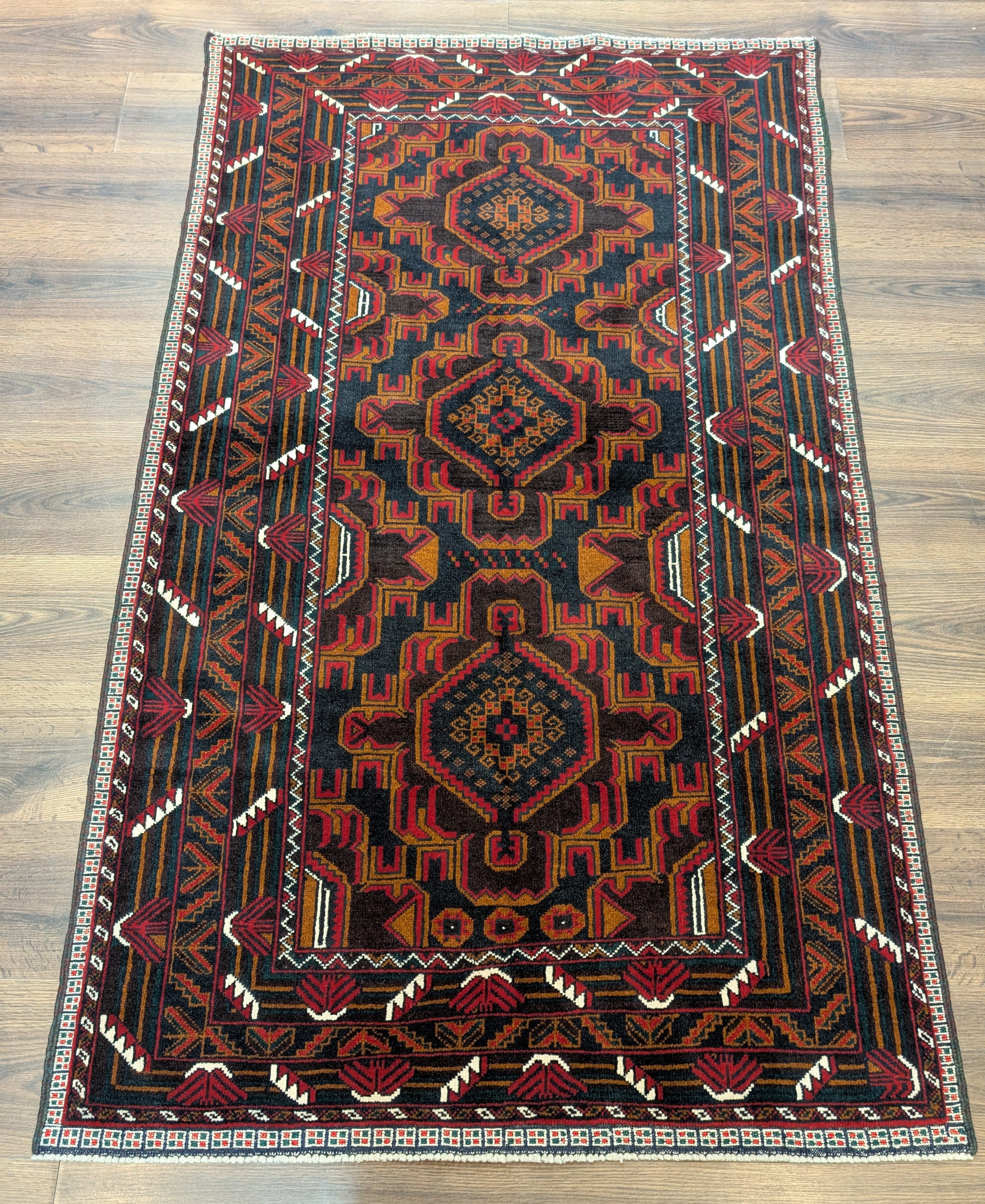 Afghan Baluch Rug 4x6, Handmade, Tribal, Geometric, New - Jewel Rugs