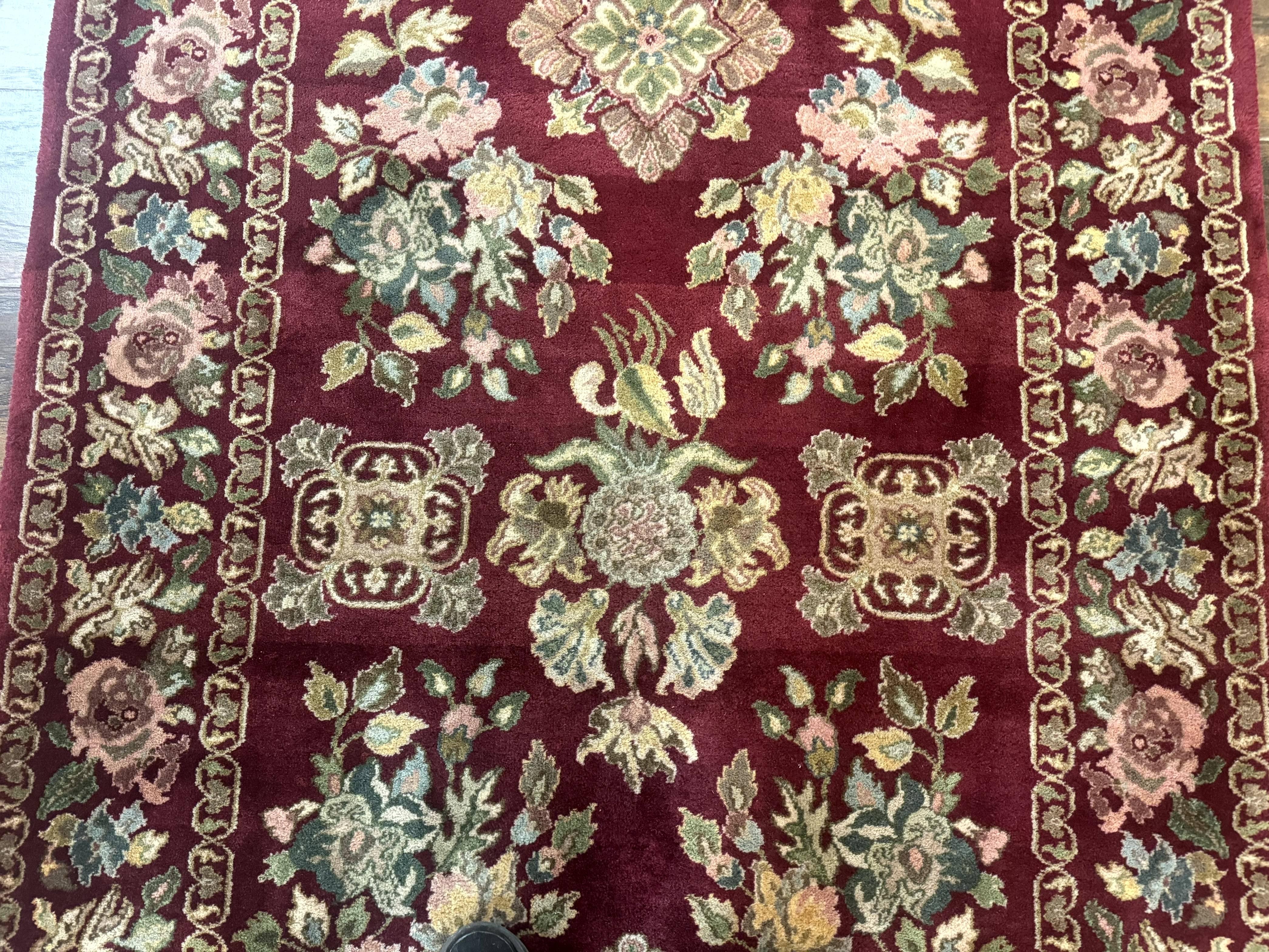 Indo Persian Kerman Rug 4x6, Burgundy, Floral - Jewel Rugs