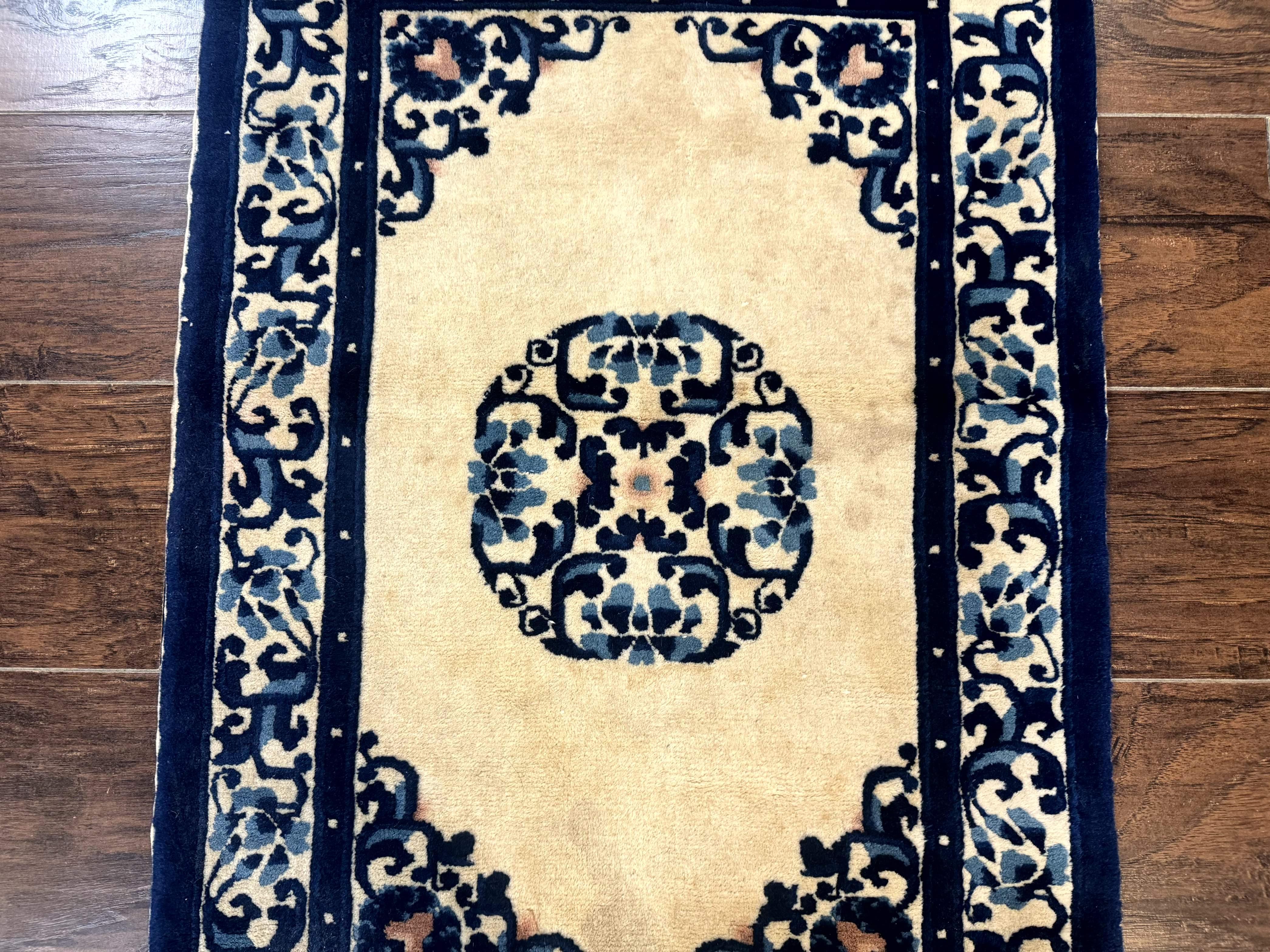 Chinese Peking Rug 2x3, Small Wool Chinese Carpet, Art Deco Rug - Jewel Rugs