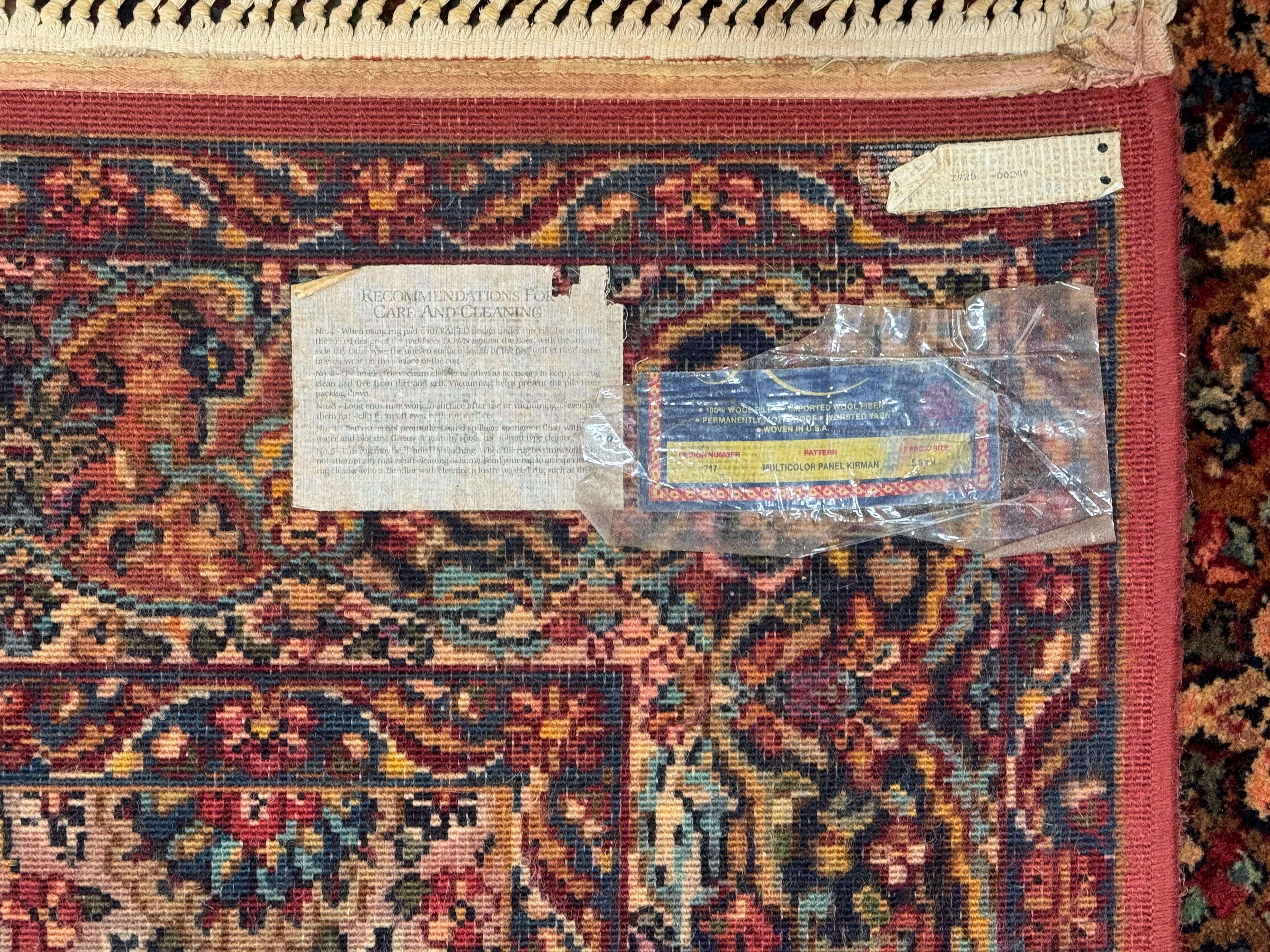 Karastan Rug 5.9 x 9, Multicolor Panel Kirman Rug #717, Wool Original Karastan Collection 700 Series - Jewel Rugs