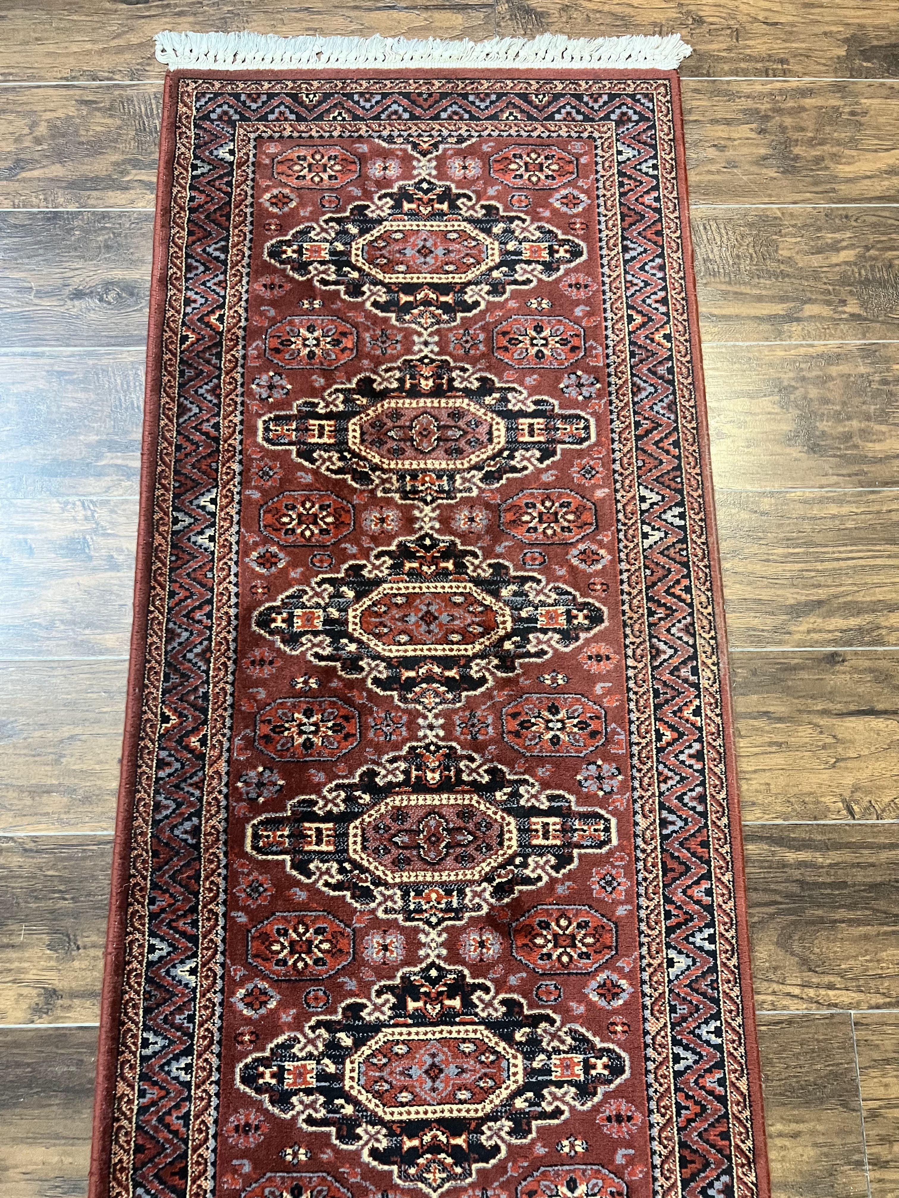 Belgium Power Loomed Runner Rug 2x9, Vintage Wool Rug for Hallway 2 x 9 ft, Red, Caucasian Persian Design, 9ft Runner - Jewel Rugs