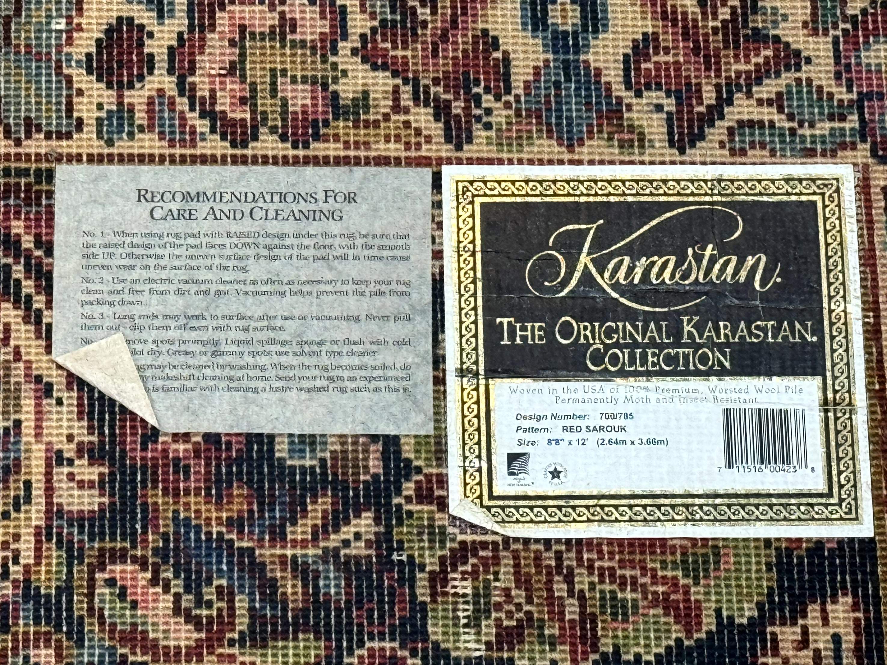 Karastan Red Sarouk Rug #785, Wool Karastan Carpet 8.8 x 12 - Jewel Rugs