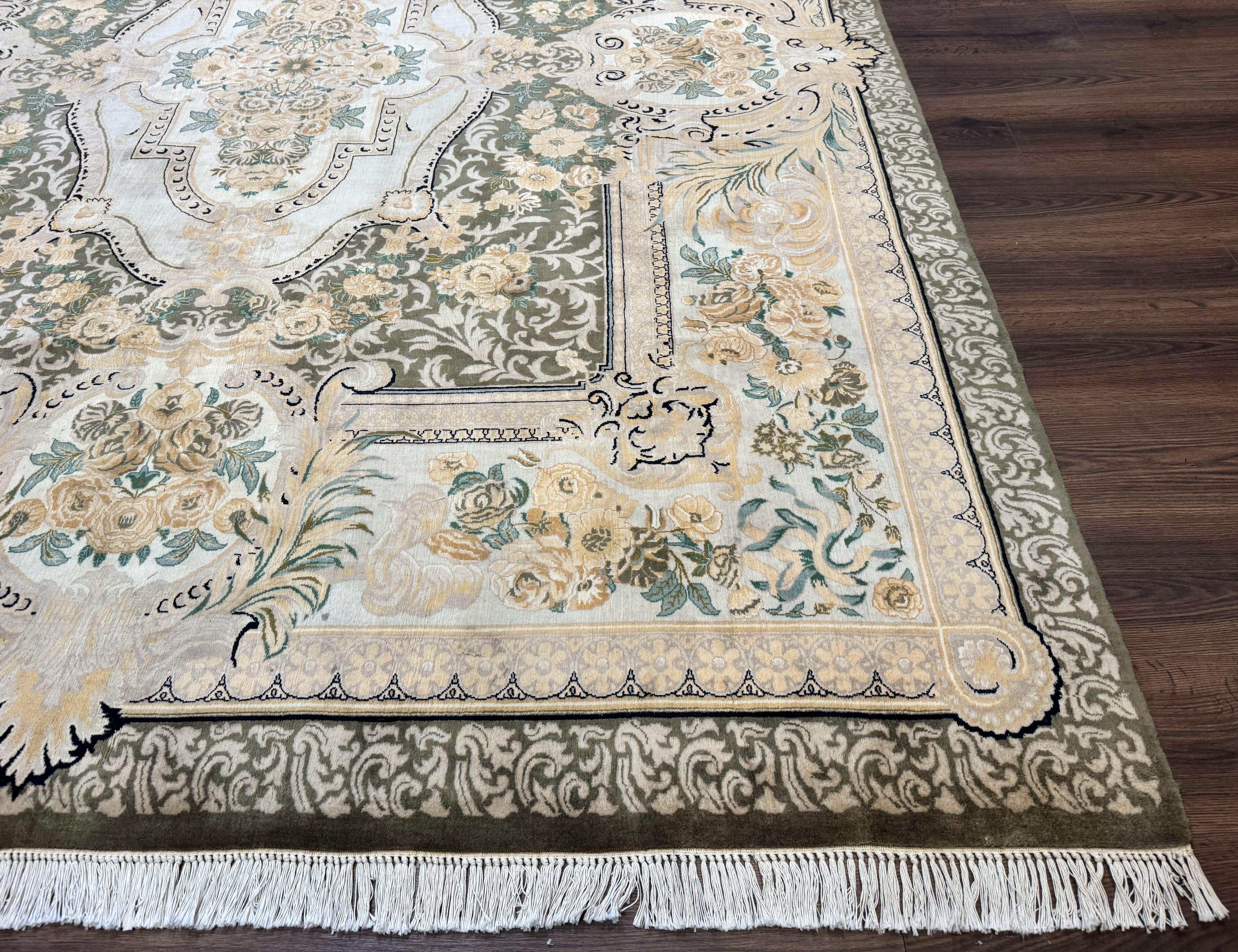 Aubusson Rug 8x10, Very Fine 225 KPSI, Floral, French European Design, Pakistani Carpet - Jewel Rugs