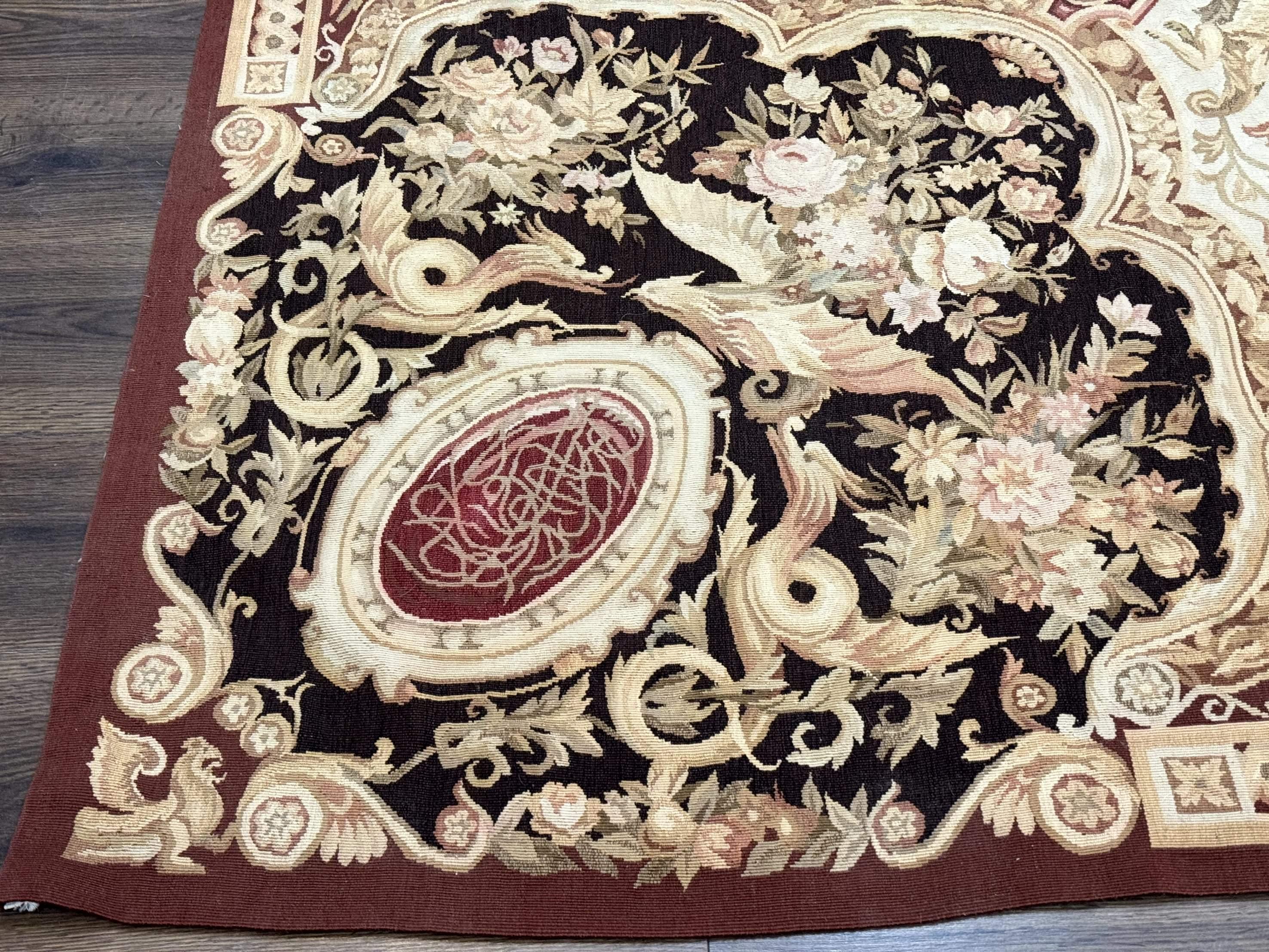 French Aubusson Rug 9x12 - European Design Flatweave Carpet - Jewel Rugs