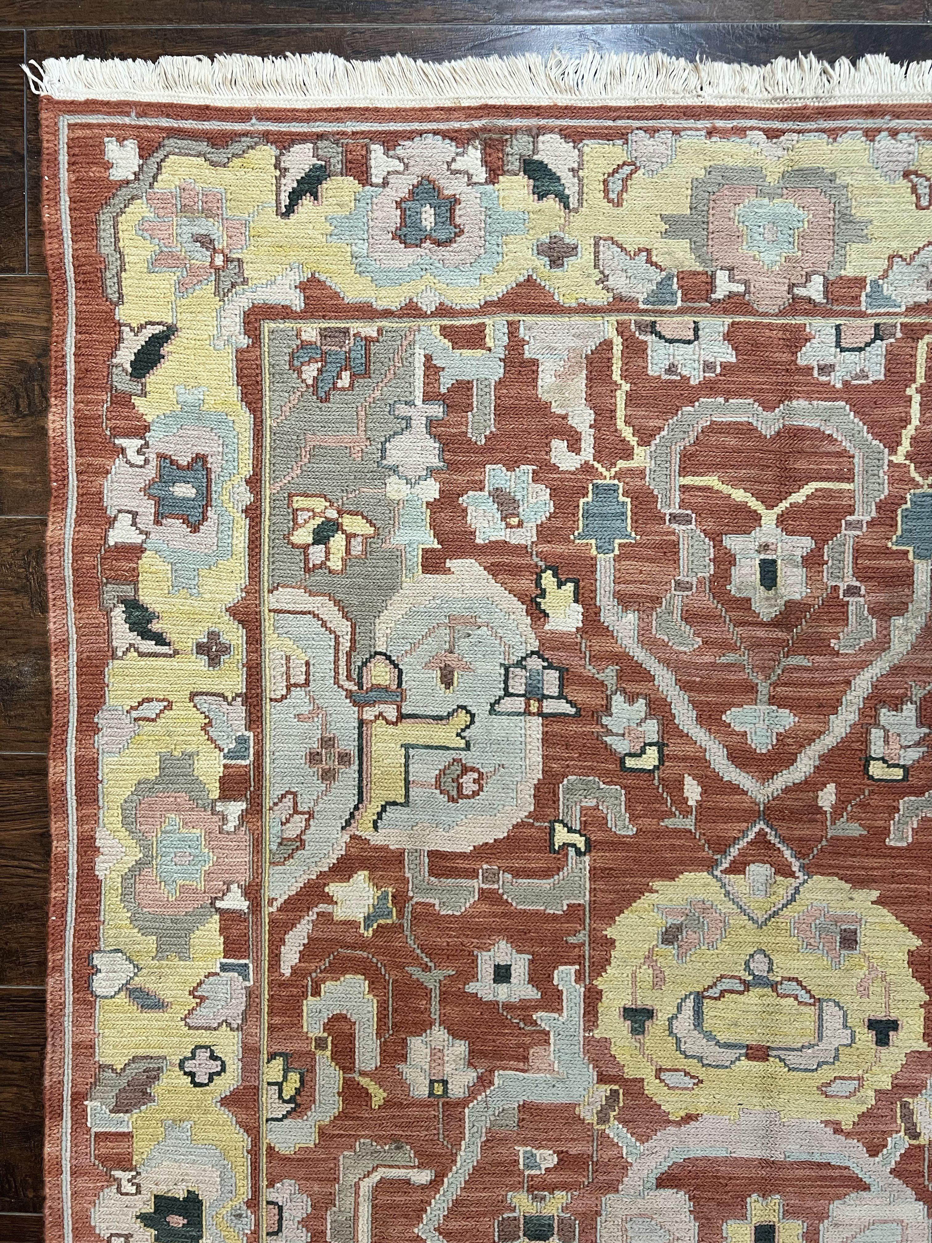 Turkish Flatweave Kilim Rug 4x6, Geometric Wool Handmade Carpet, Vintage - Jewel Rugs