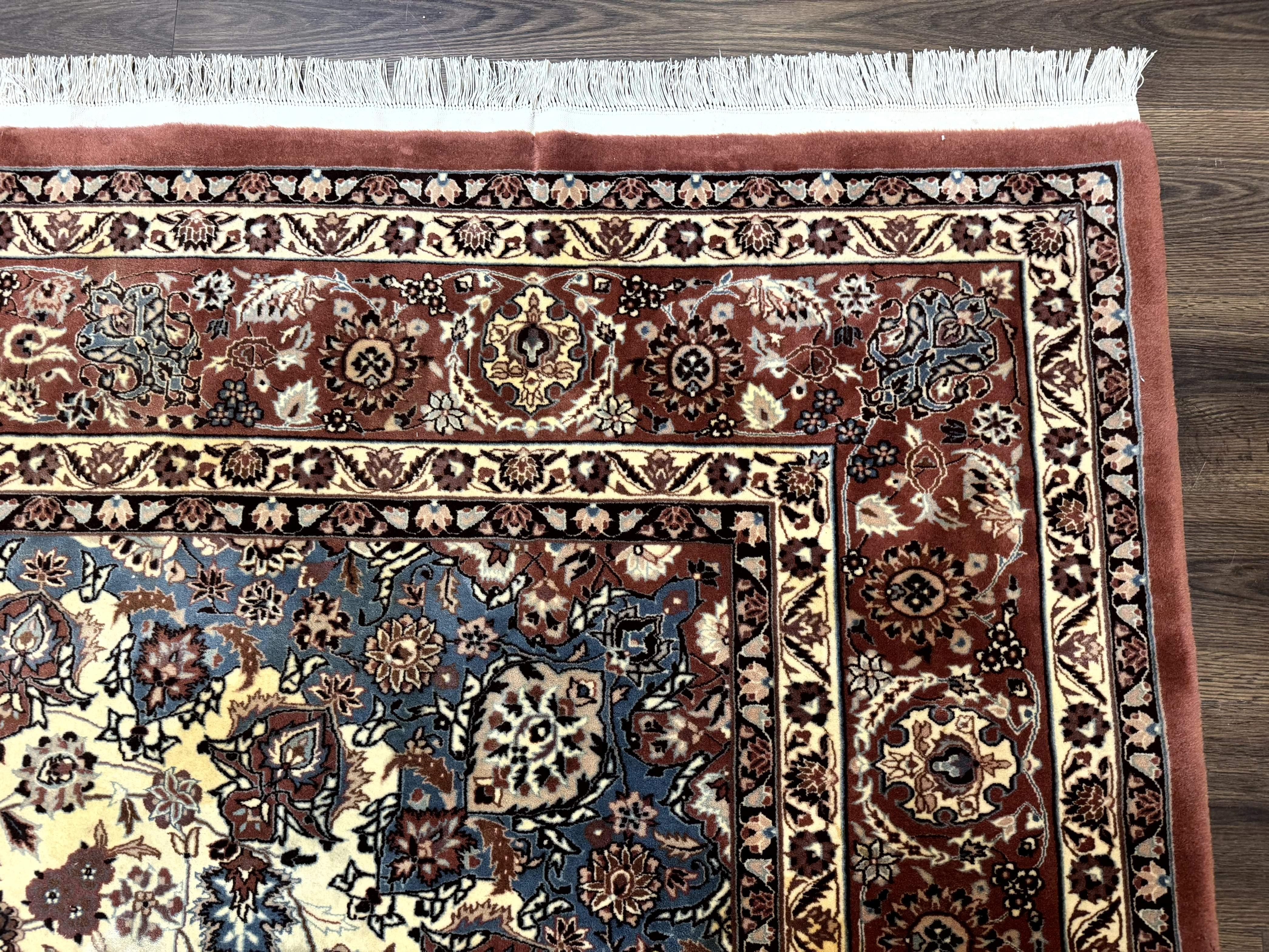 Persian Rug 8x10, Sino Persian Floral Medallion Carpet, Traditional Wool Area Rug, Cream and Brick Red, Fine 210 KPSI - Jewel Rugs