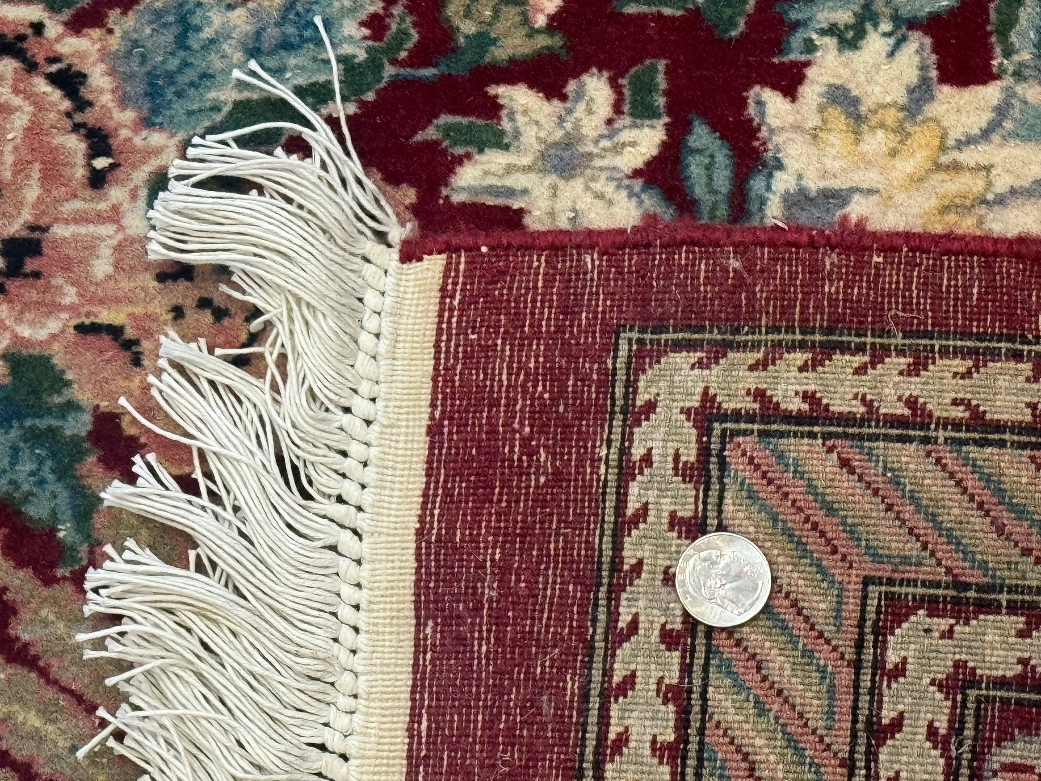 Pakistani Rug 9x12 William Morris Maroon Vintage Floral Wool - Jewel Rugs