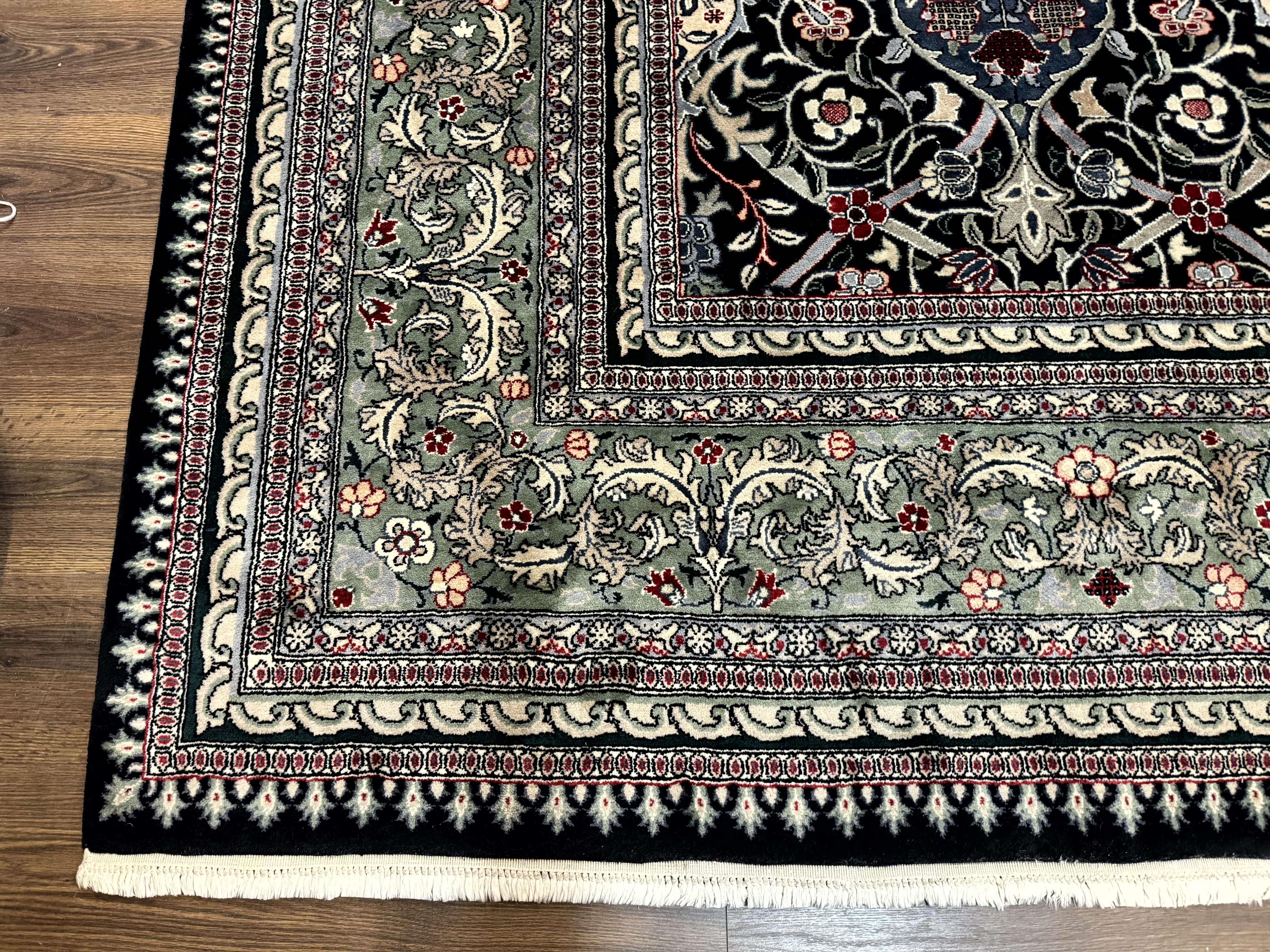 Palace Size Rug 12x17, Pak Persian Wool Carpet, Handmade, Midnight Green, William Morris Allover Pattern - Jewel Rugs