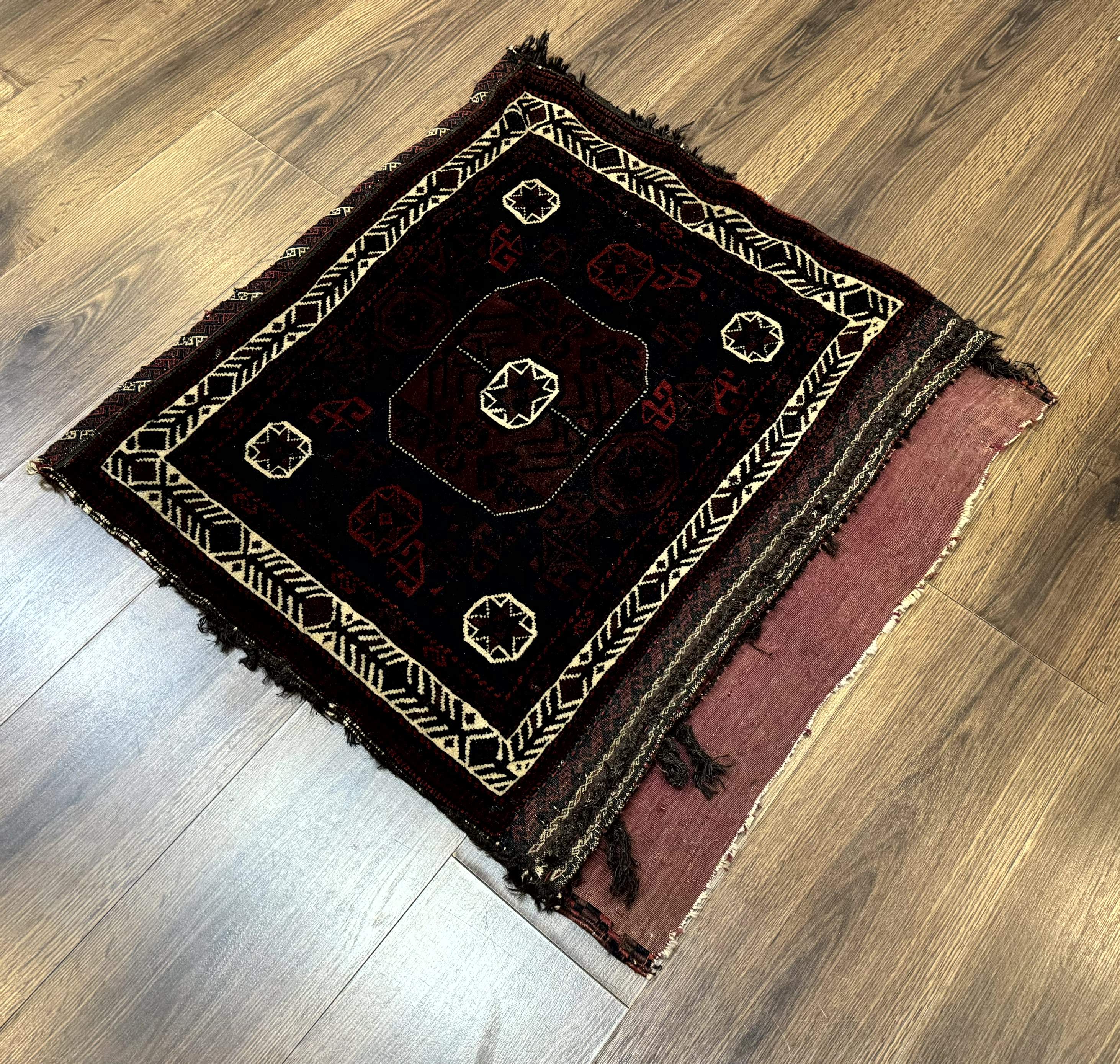 Persian Baluch Bagface Rug 2.6 x 2.6, Navy Blue, Tribal, Antique - Jewel Rugs