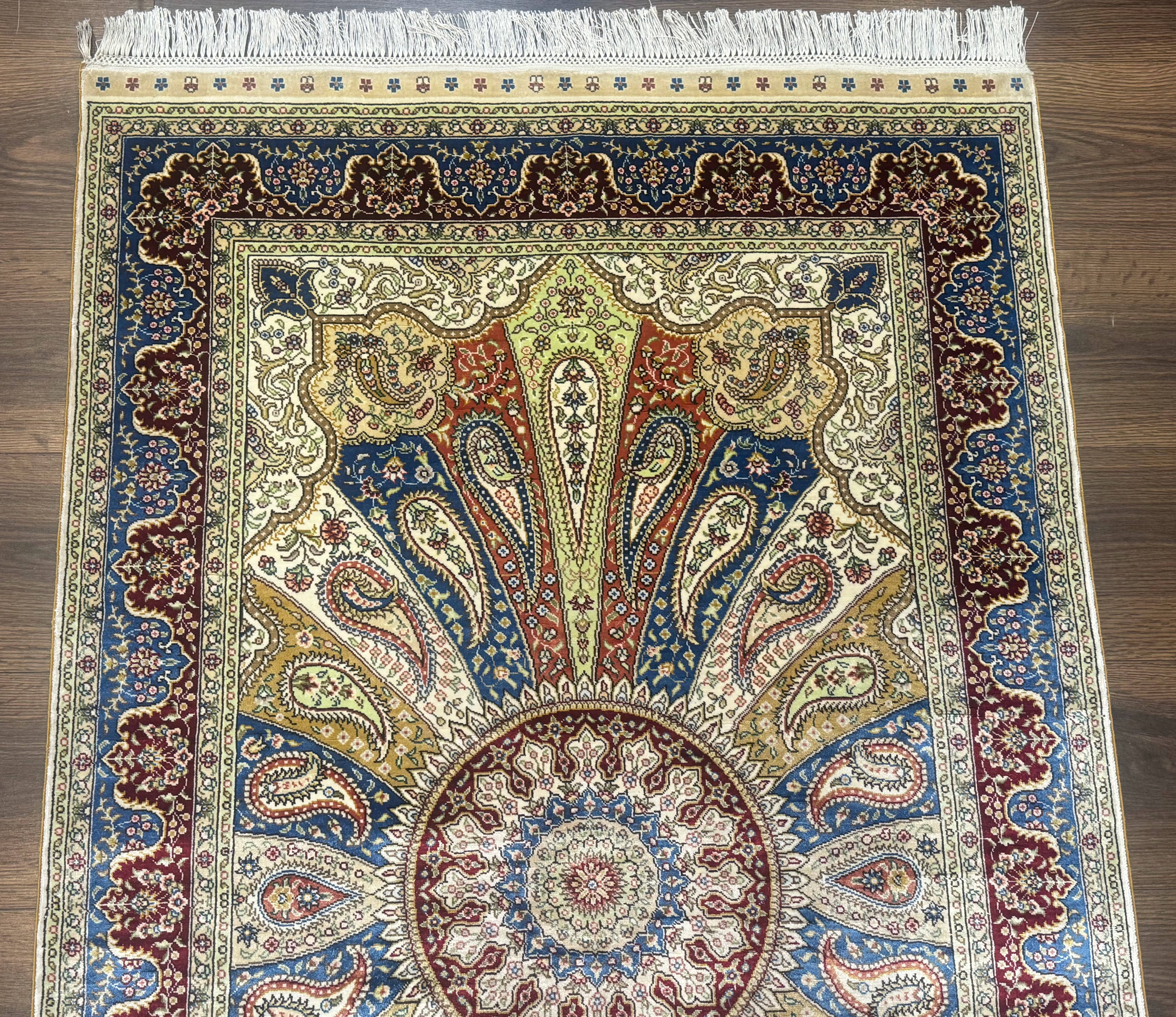 Colorful Turkish Silk Hereke Rug 3x5 with Signature, Unique Design, Very Fine 340 KPSI - Jewel Rugs