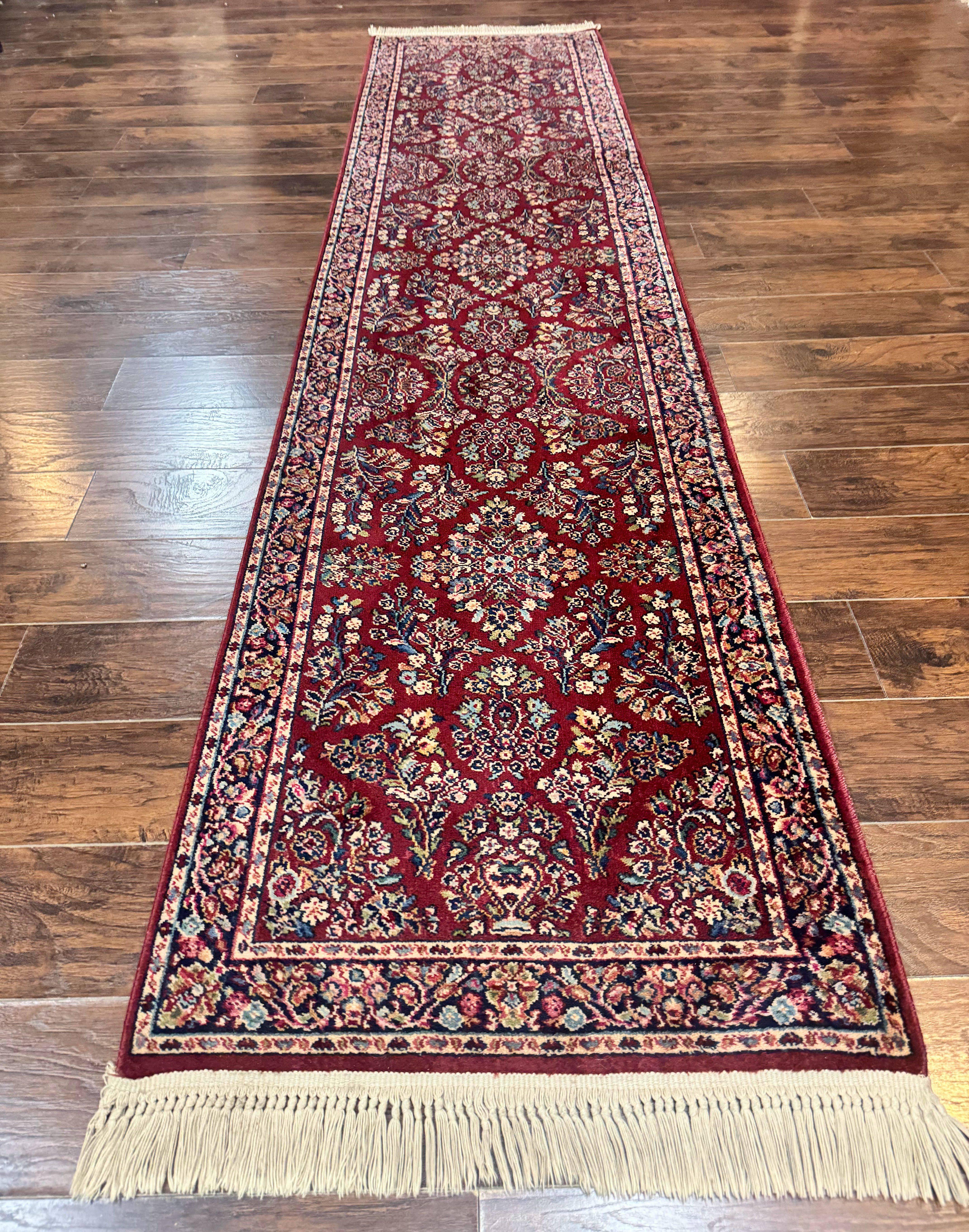 Karastan Runner Rug 3x12 Red Sarouk #785, Original 700 Series, 2.10 x 12 ft Runner, Wool Karastan Runner Rug, Rare - Jewel Rugs